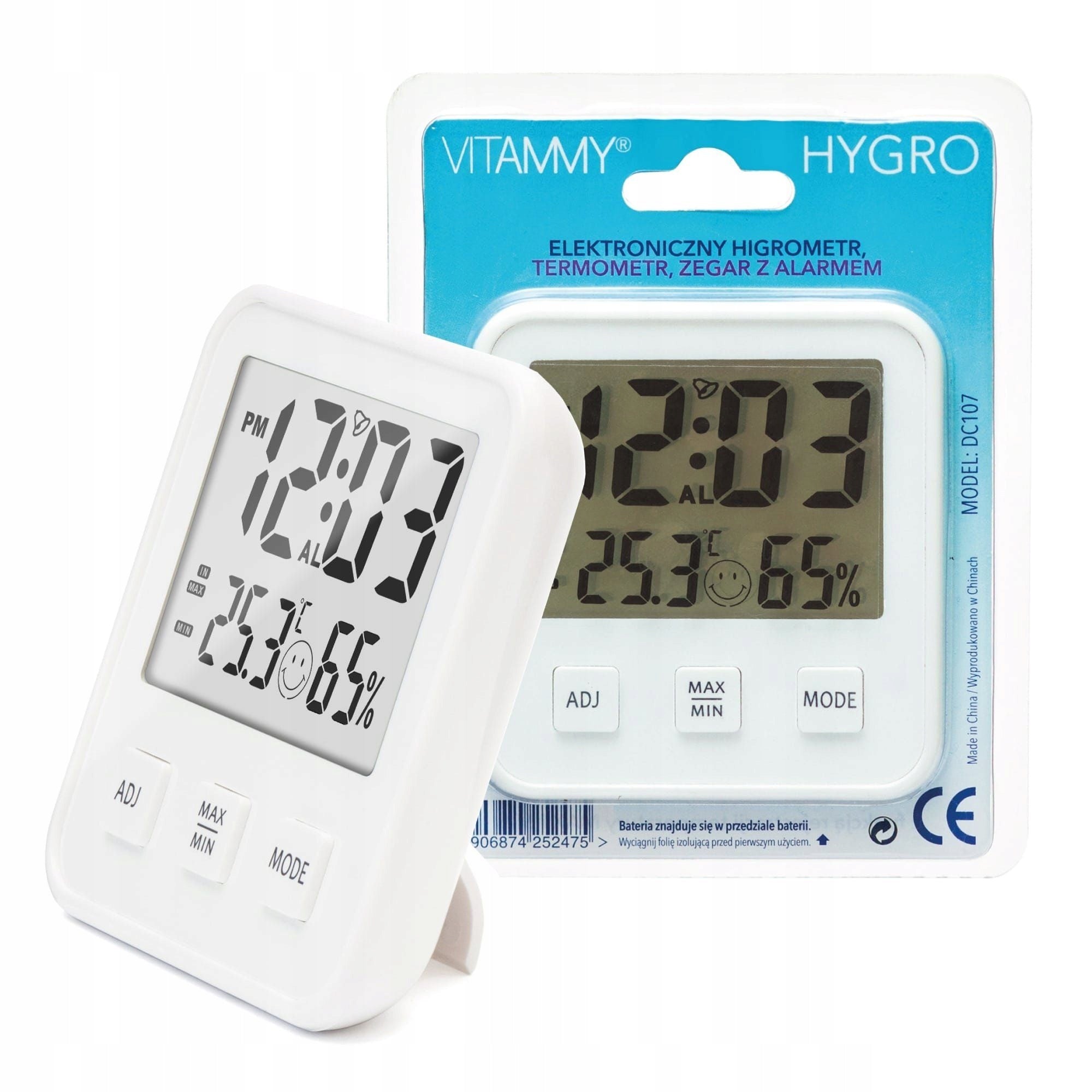 WEATHER STATION THERMOMETER HYGROMETER CLOCK WITH ALARM Brand VITAMMY