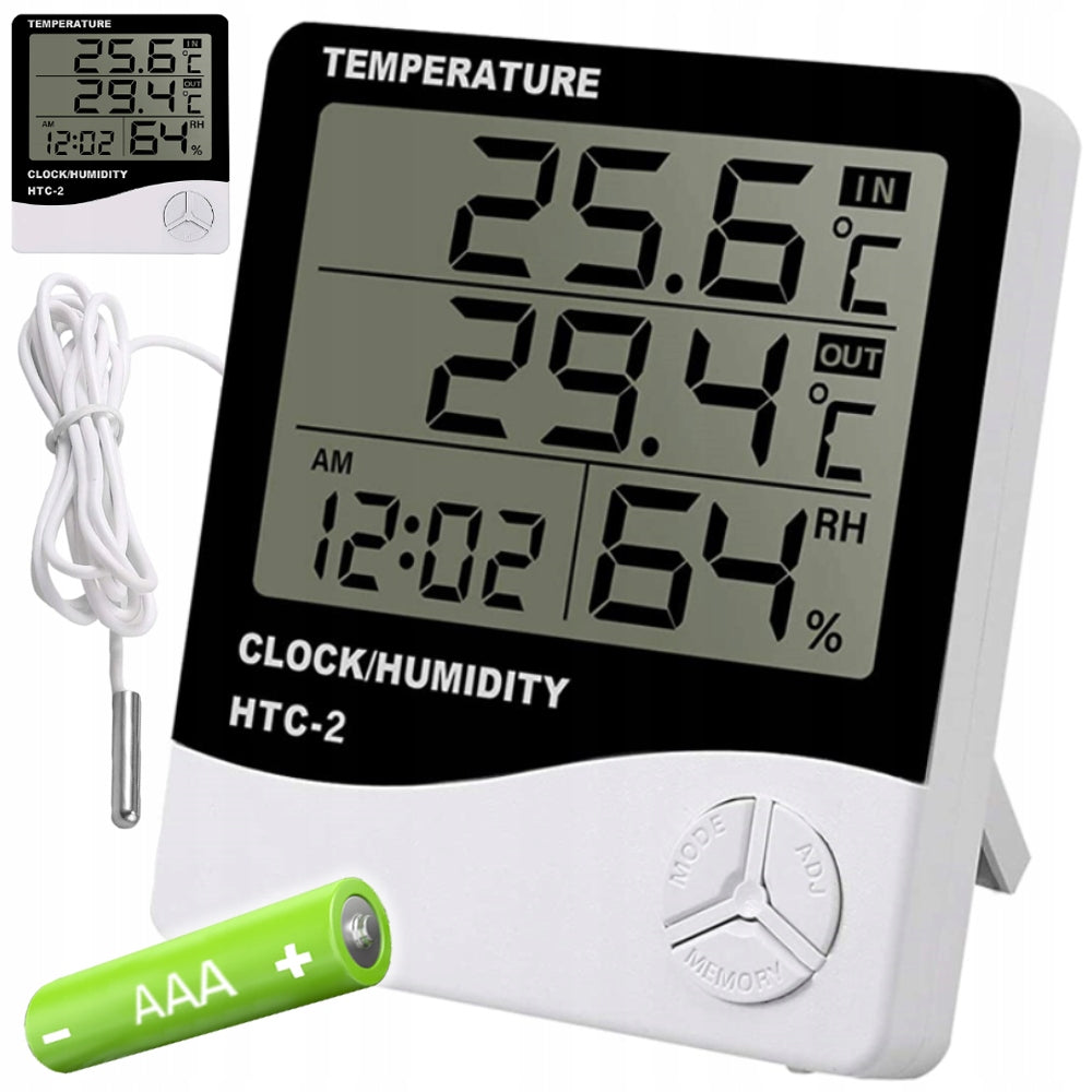 WEATHER STATION THERMOMETER HYGROMETER SENSOR PROBE CLOCK ALARM CLOCK METEO