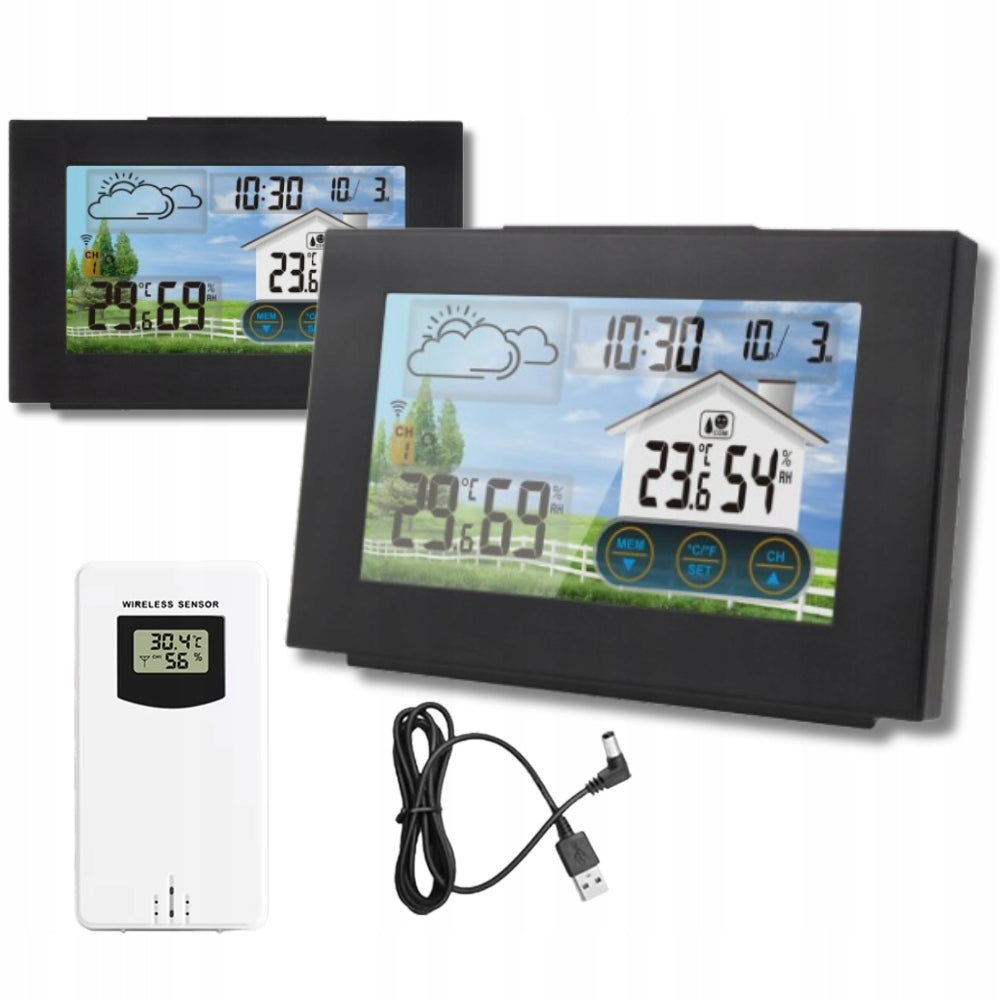 WEATHER STATION THERMOMETER METEO HYGROMETER WIRELESS LED SENSOR Packaging status original