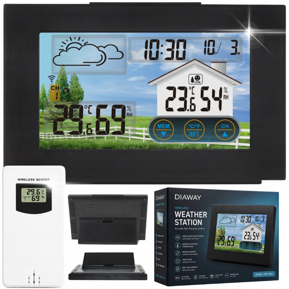 WEATHER STATION THERMOMETER METEO HYGROMETER WIRELESS LED SENSOR