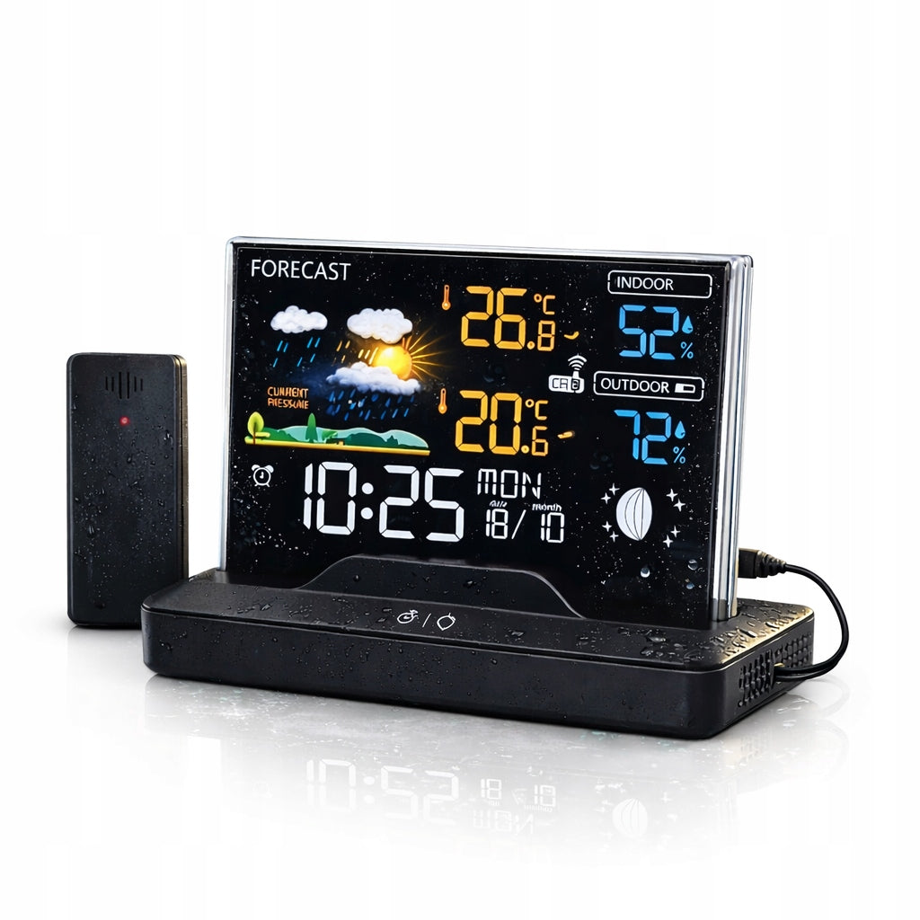 WEATHER STATION THERMOMETER METEO SENSOR HYGROMETER BAROMETER CLOCK