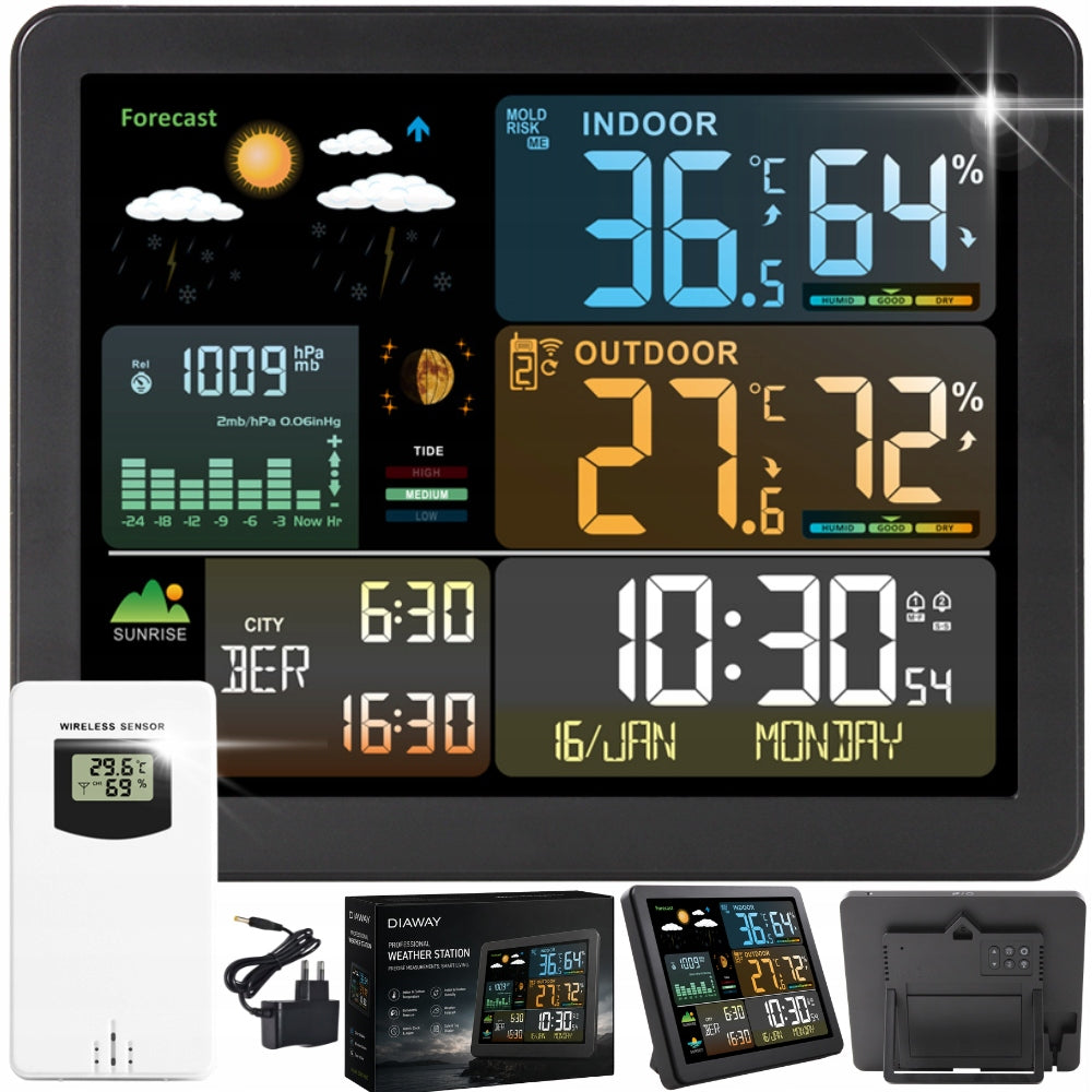 WEATHER STATION WEATHER SENSOR WIRELESS THERMOMETER METEO HYGROMETER LCD