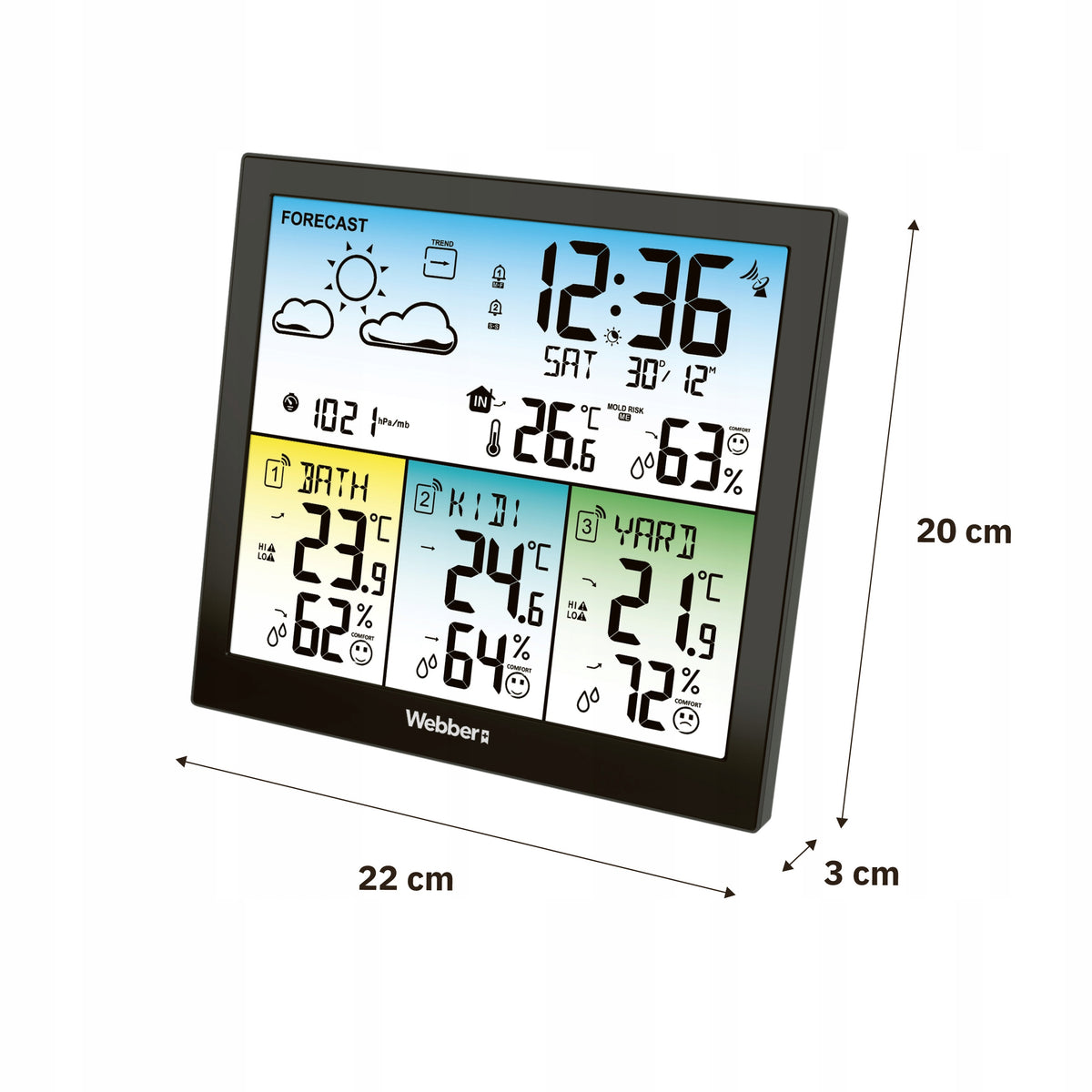 WEATHER STATION WEBBER WS302 3 EXTERNAL SENSORS DCF THERMOMETER HYGROMETER Manufacturer code 05WS302
