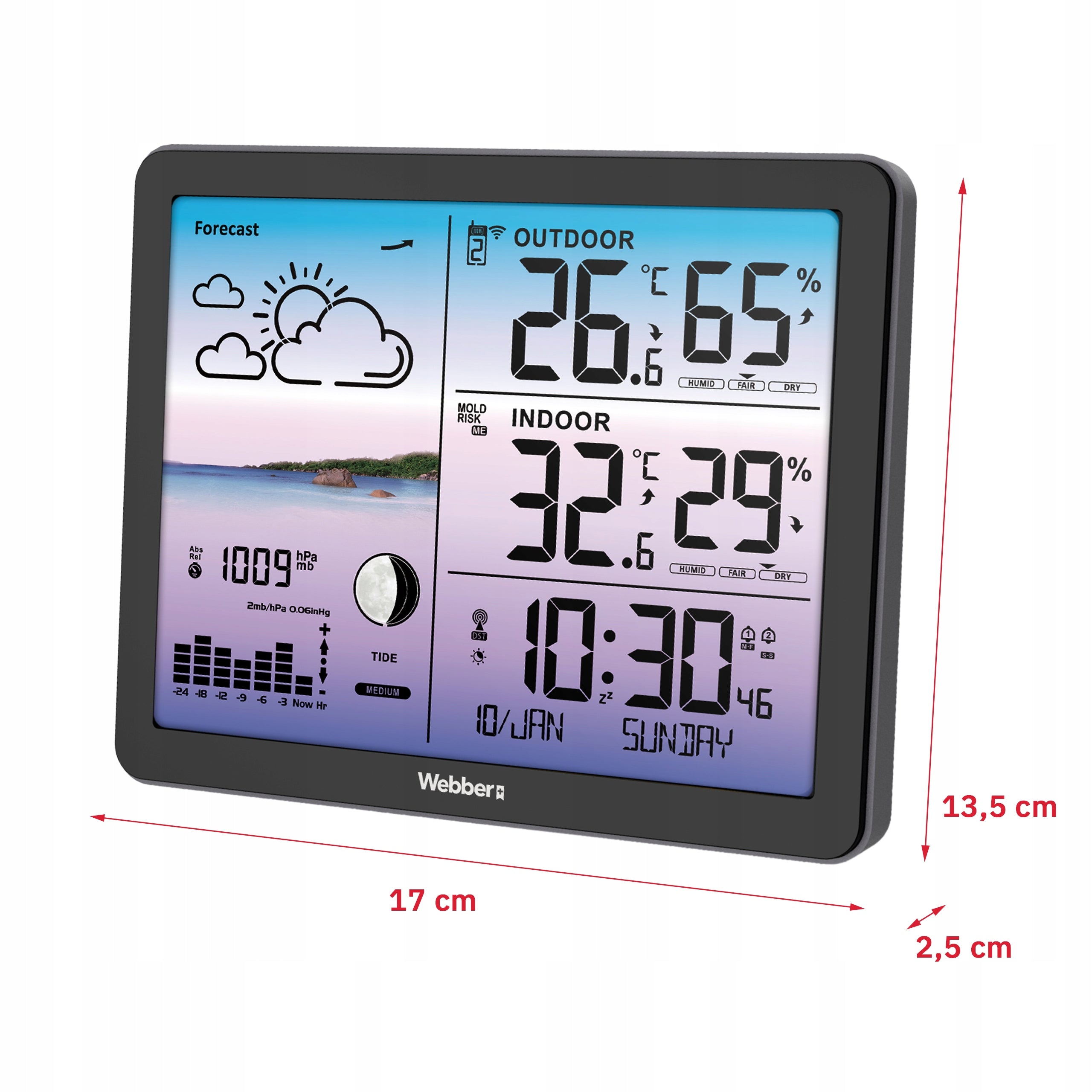 WEATHER STATION WEBBER WS305C WIRELESS SENSOR BAROMETER DCF WEATHERMAN Manufacturer code 05WS305C