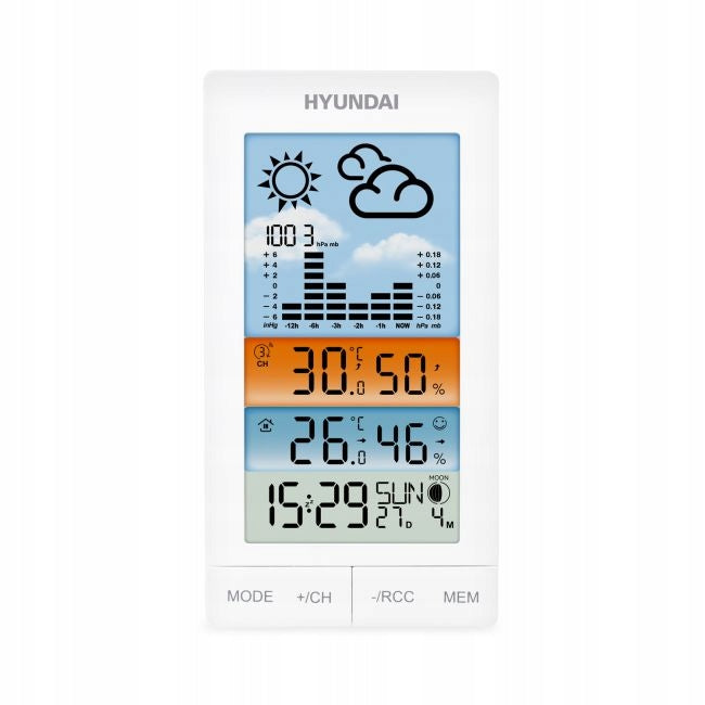WEATHER STATION WIRELESS COLOR DISPLAY + DETECTOR HYUNDAI Manufacturer code WS 2050