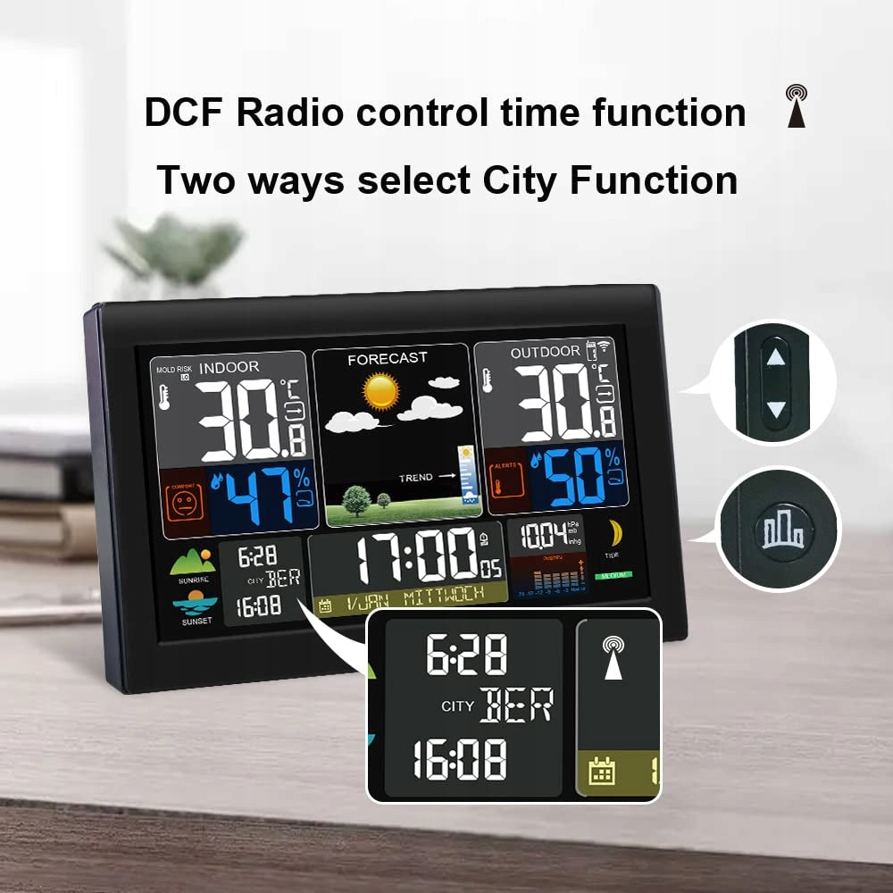 WEATHER STATION WIRELESS DCF BAROMETER LCD DISPLAY Packaging status original