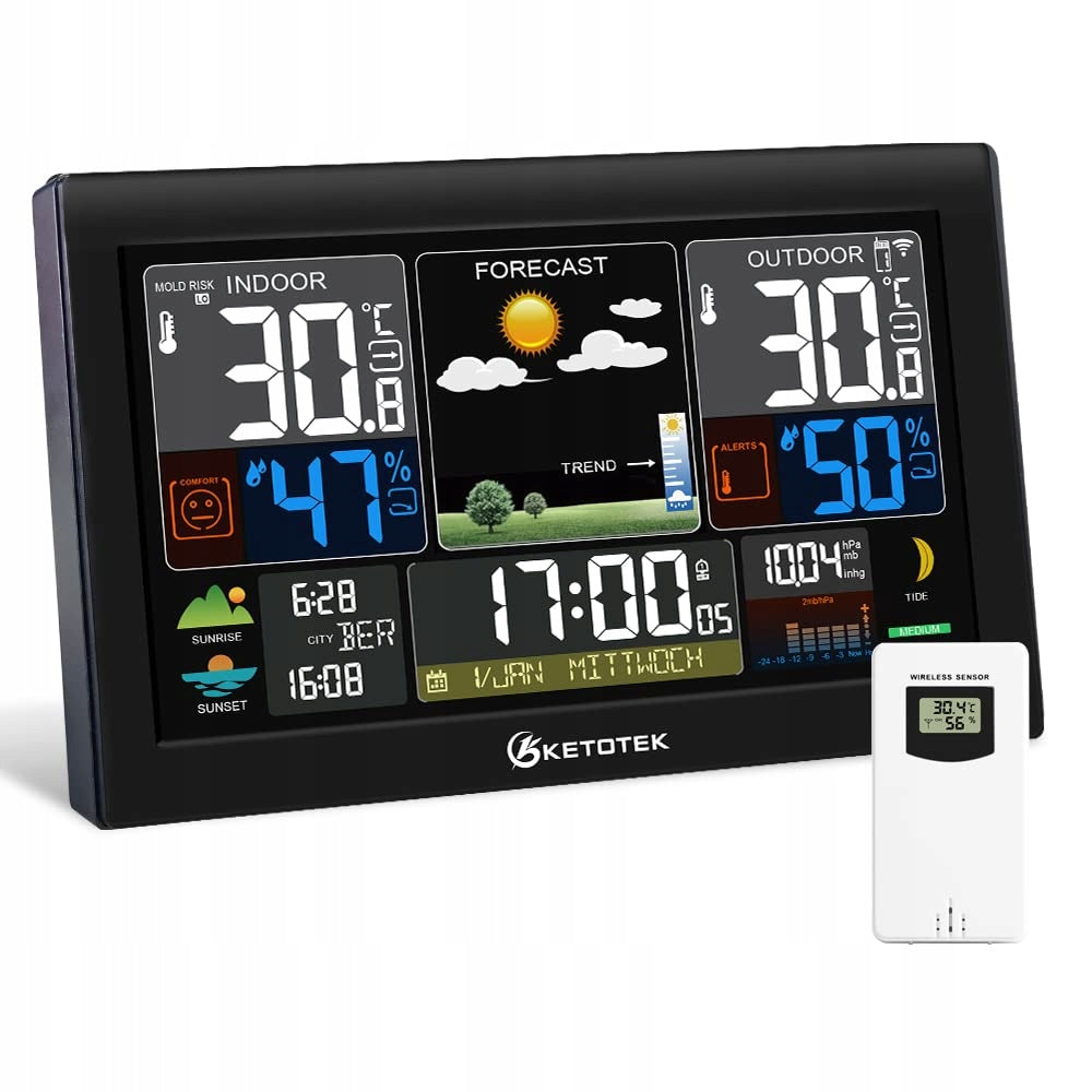 WEATHER STATION WIRELESS DCF BAROMETER LCD DISPLAY