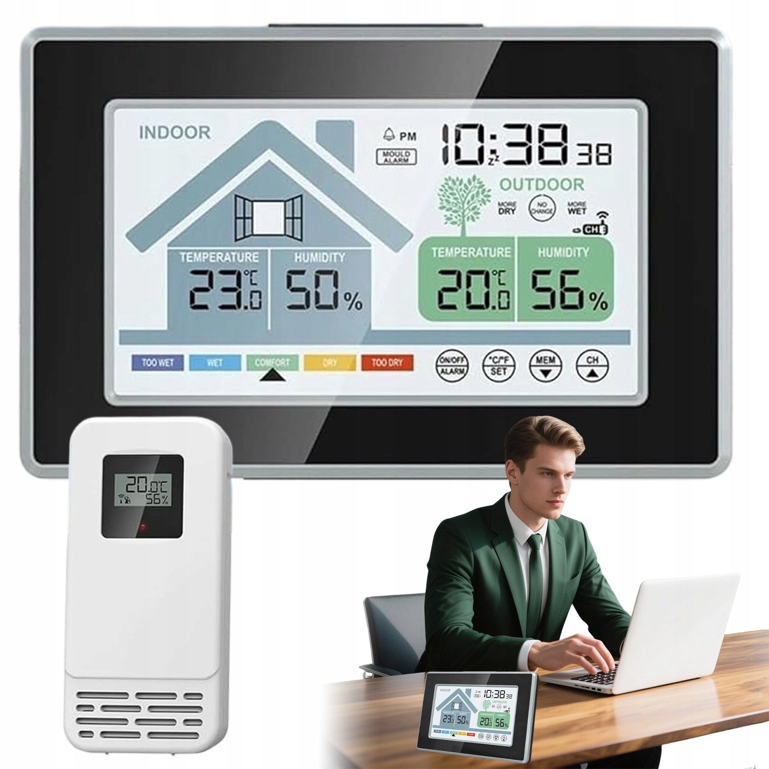 WEATHER STATION WIRELESS MEASUREMENT OF INTERNAL AND EXTERNAL TEMPERATURE
