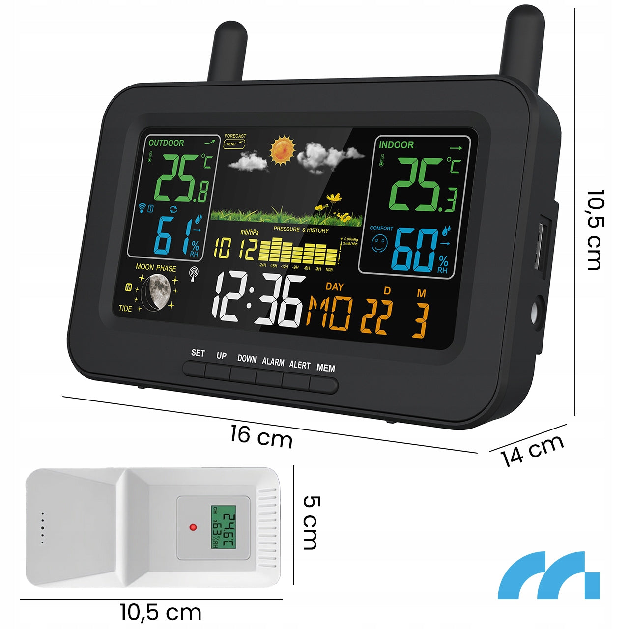WEATHER STATION WIRELESS THERMOMETER BAROMETER SENSOR 100M Model Daily1000M