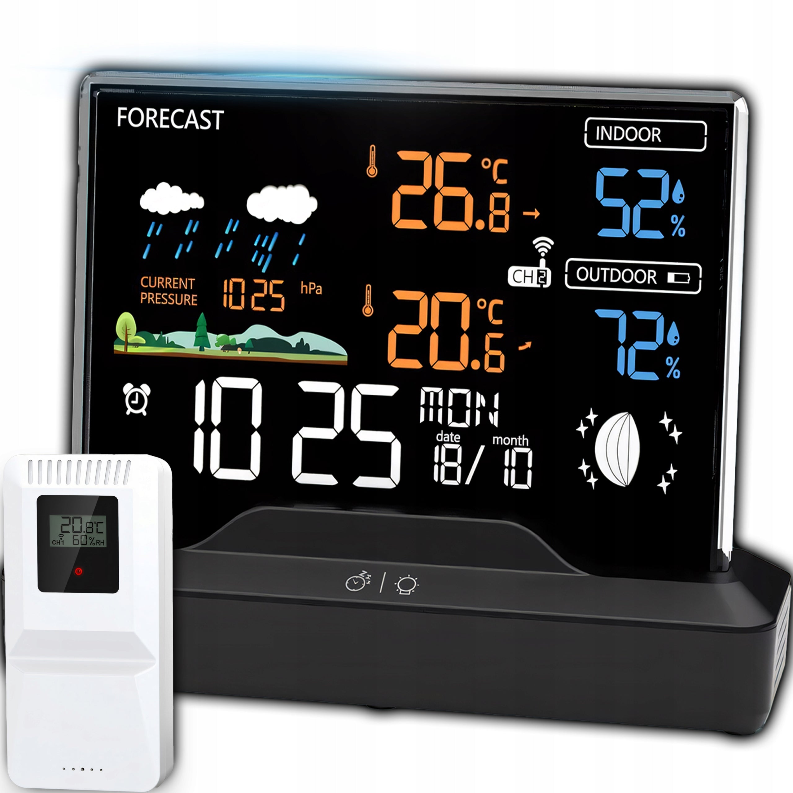 WEATHER STATION WIRELESS THERMOMETER HYGROMETER BAROMETER + WHITE SENSOR Packaging status original