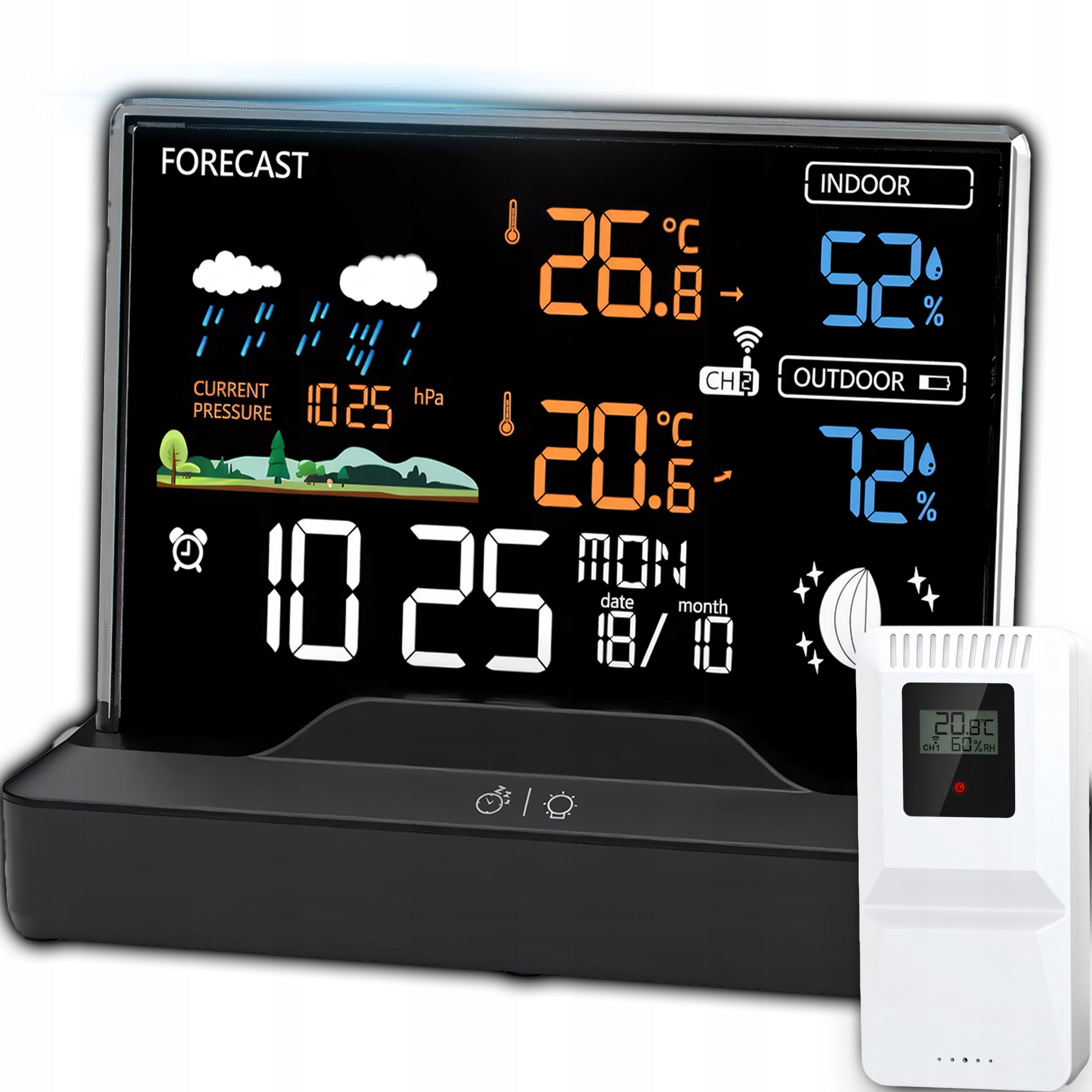 WEATHER STATION WIRELESS THERMOMETER HYGROMETER BAROMETER + WHITE SENSOR