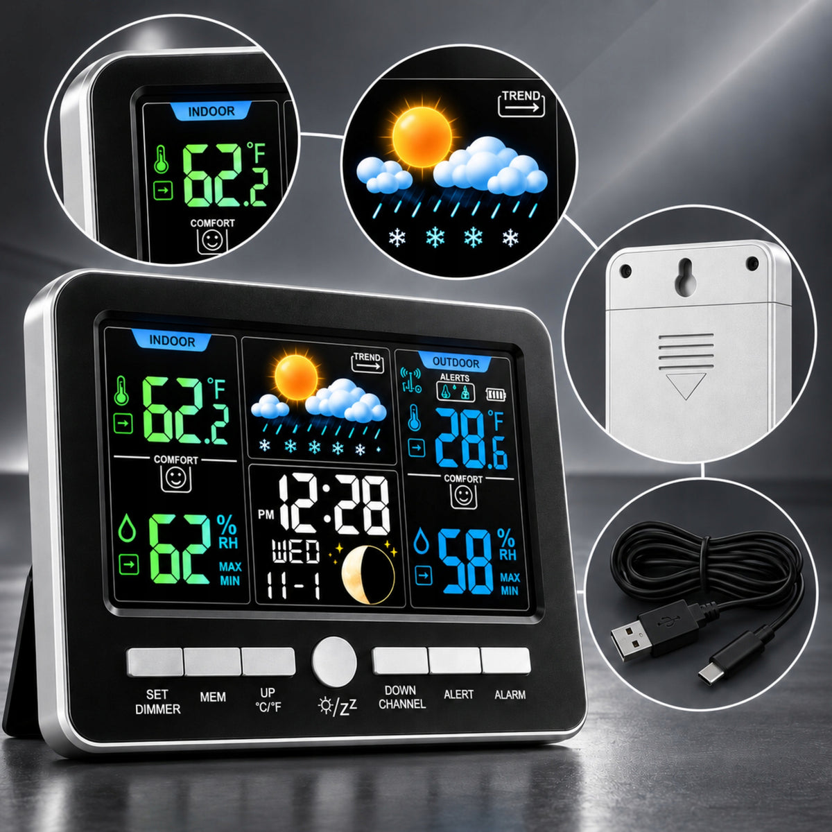 WEATHER STATION WIRELESS THERMOMETER OUTDOOR METEO HYGROMETER SENSOR Packaging status original