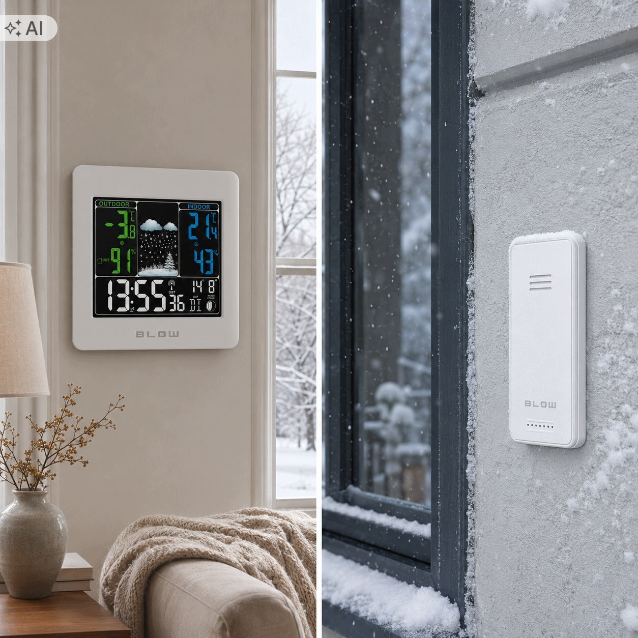 WEATHER STATION WIRELESS WEATHER HYGROMETER THERMOMETER CLOCK SENSOR DATE Manufacturer code 50-393#