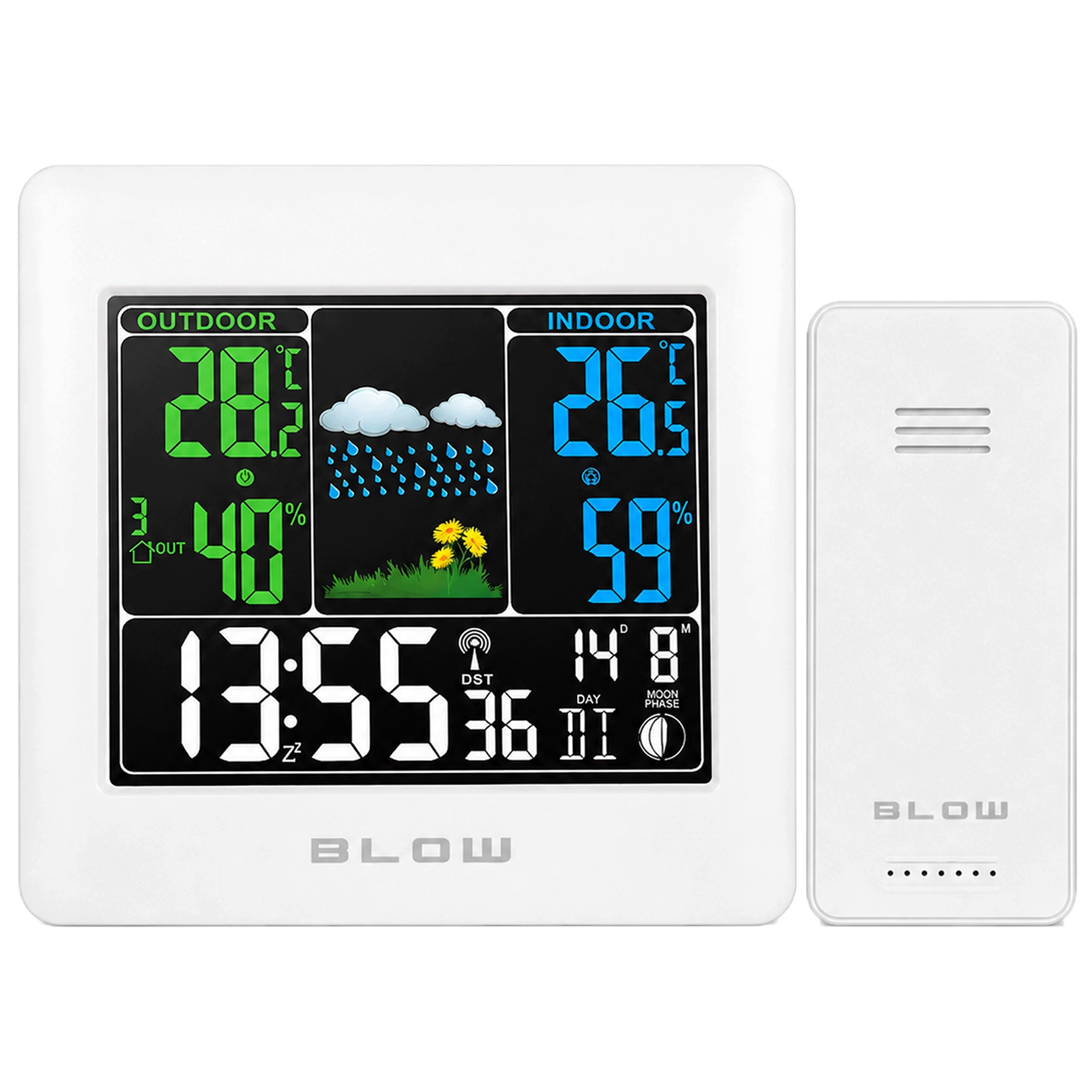 WEATHER STATION WIRELESS WEATHER HYGROMETER THERMOMETER CLOCK SENSOR DATE Packaging status original