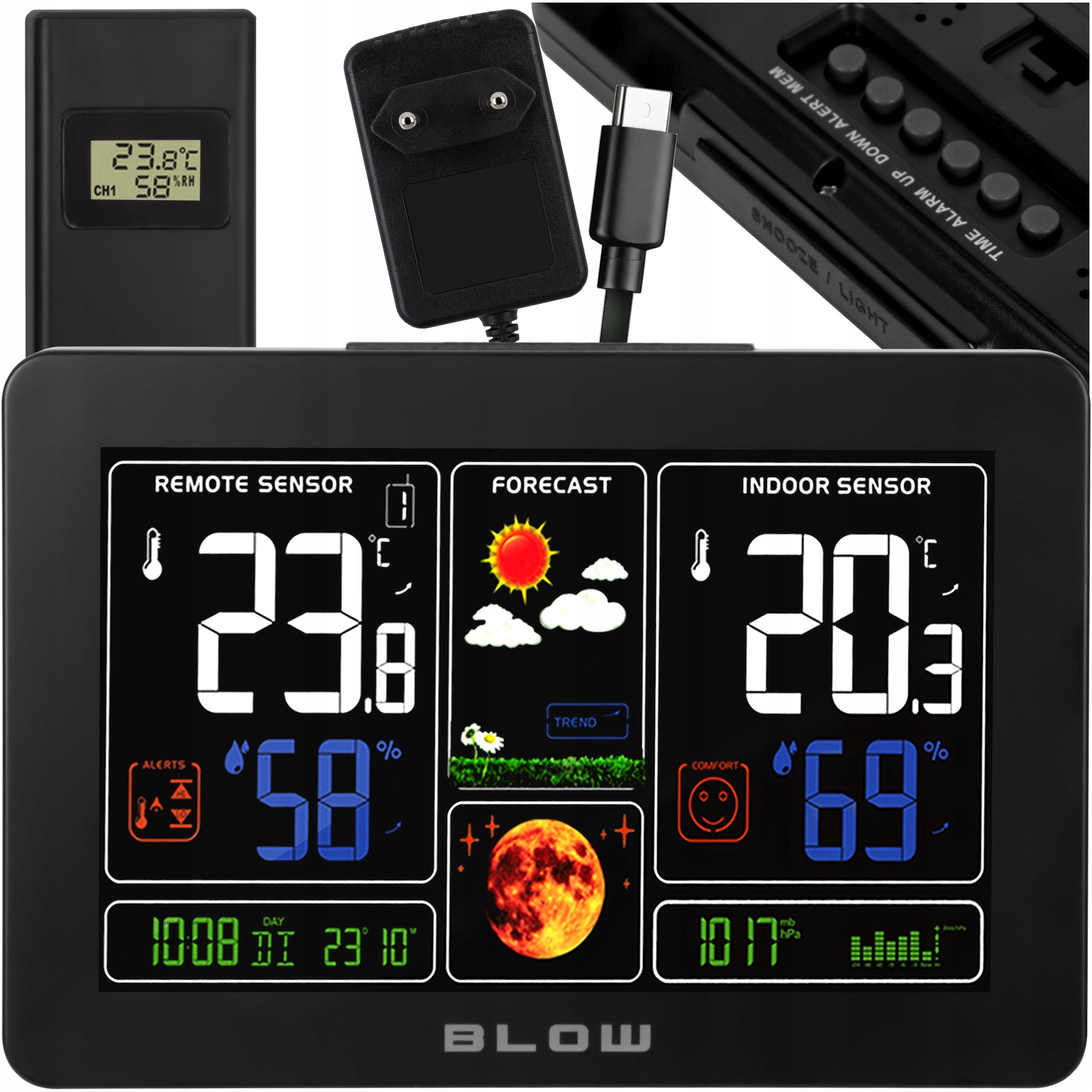 WEATHER STATION WIRELESS WEATHER METEO THERMOMETER HYGROMETER BAROMETER LED