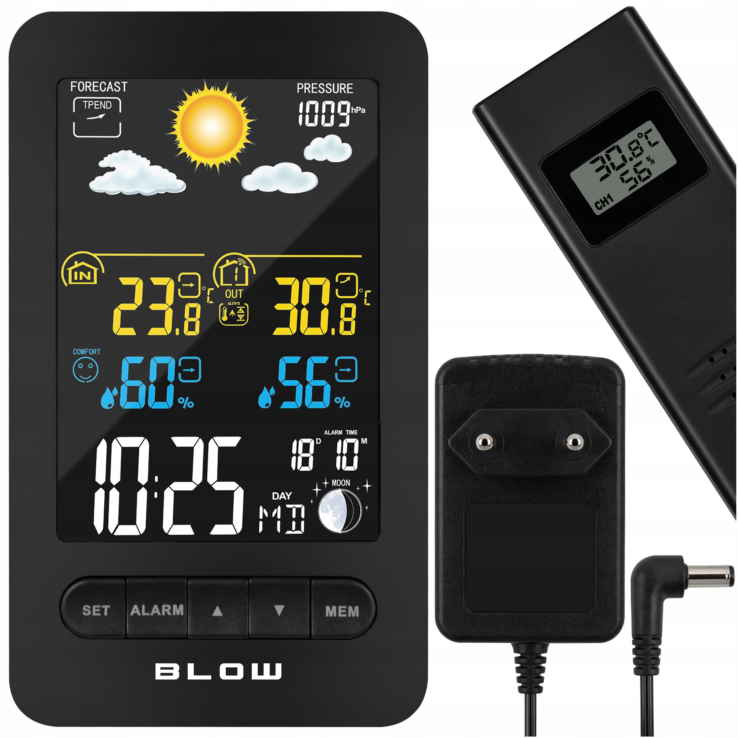 WEATHER STATION WIRELESS WEATHER METEO THERMOMETER HYGROMETER BAROMETER LED