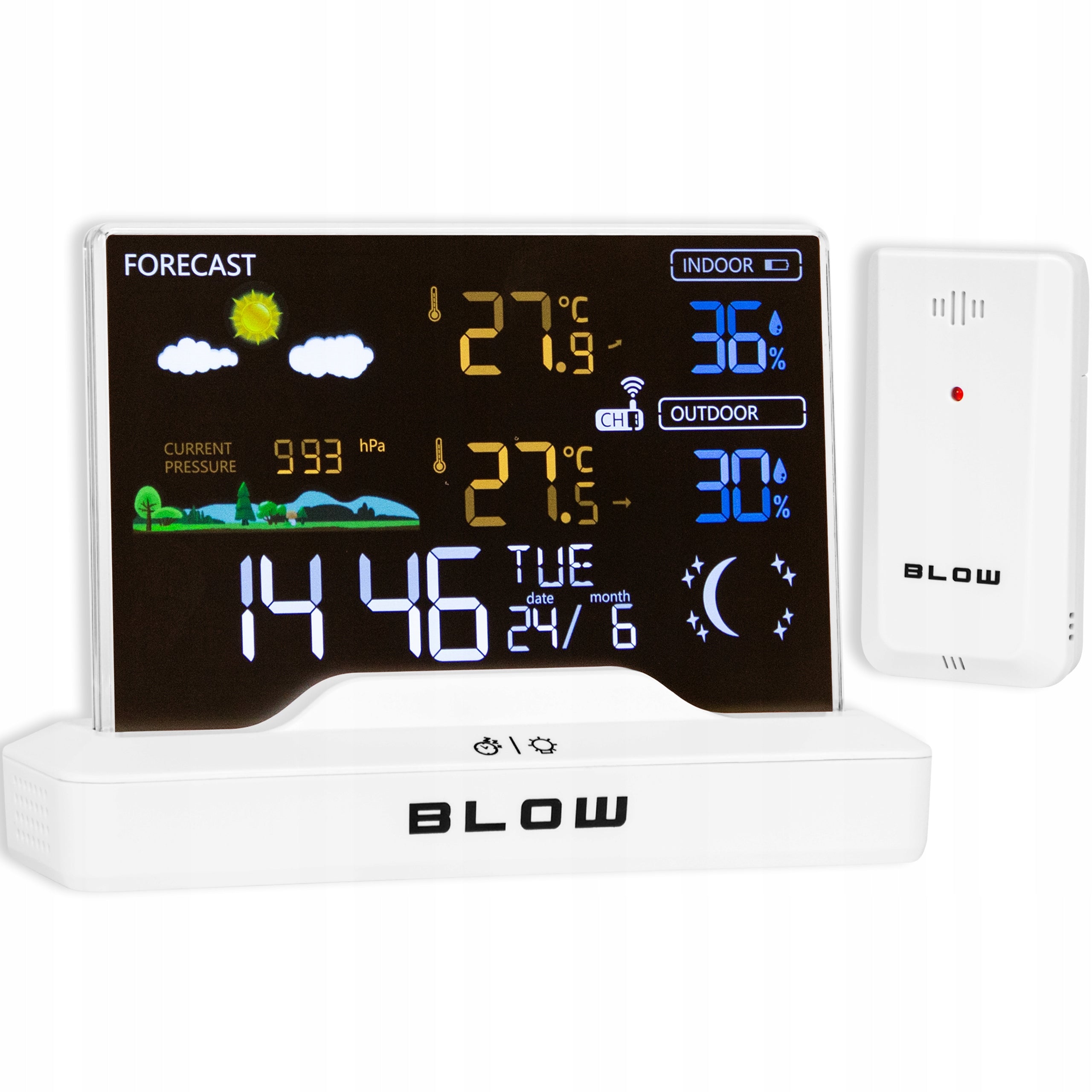 WEATHER STATION WIRELESS WEATHER THERMOMETER HYGROMETER BAROMETER CLOCK