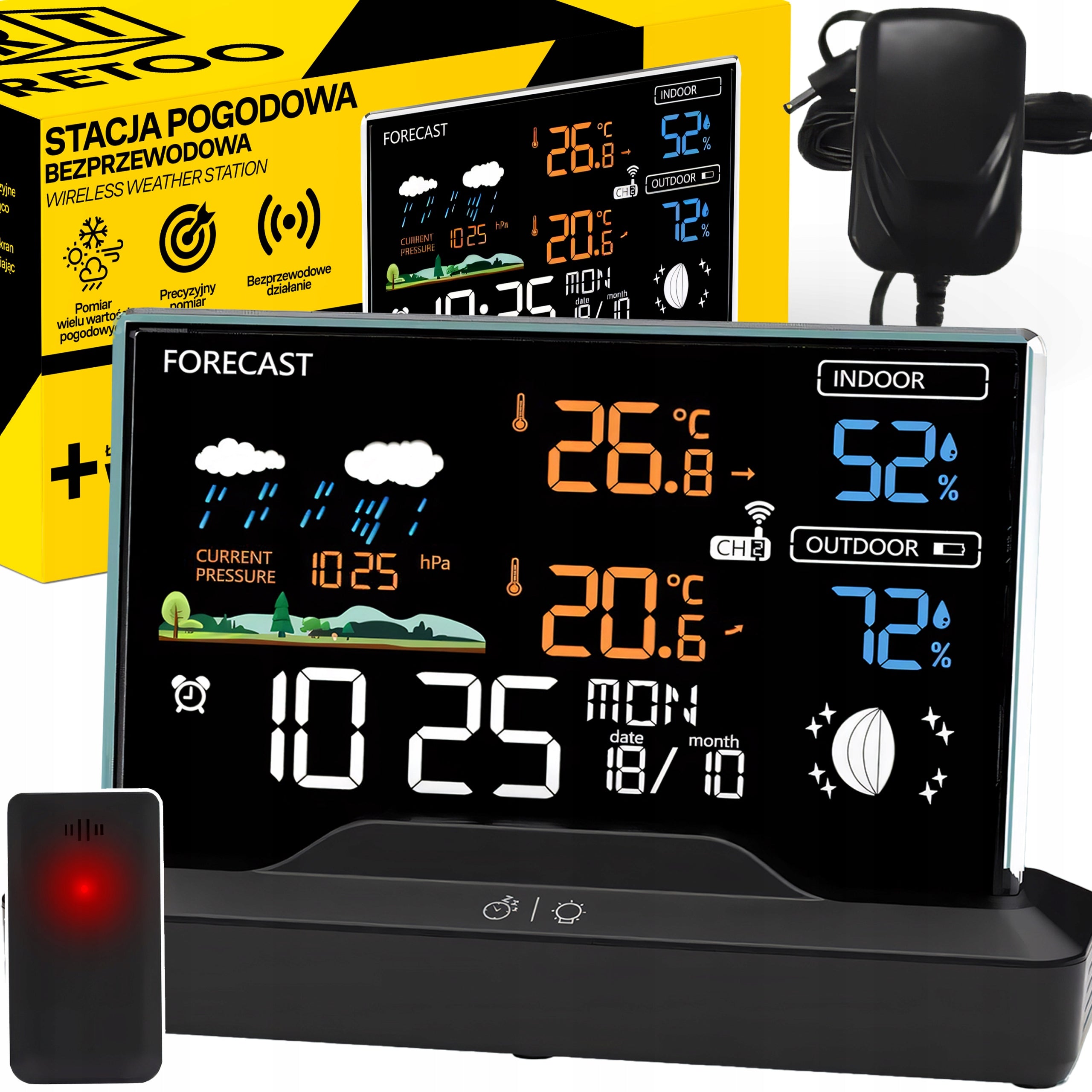 WEATHER STATION WIRELESS WEATHER THERMOMETER HYGROMETER BAROMETER + SENSOR