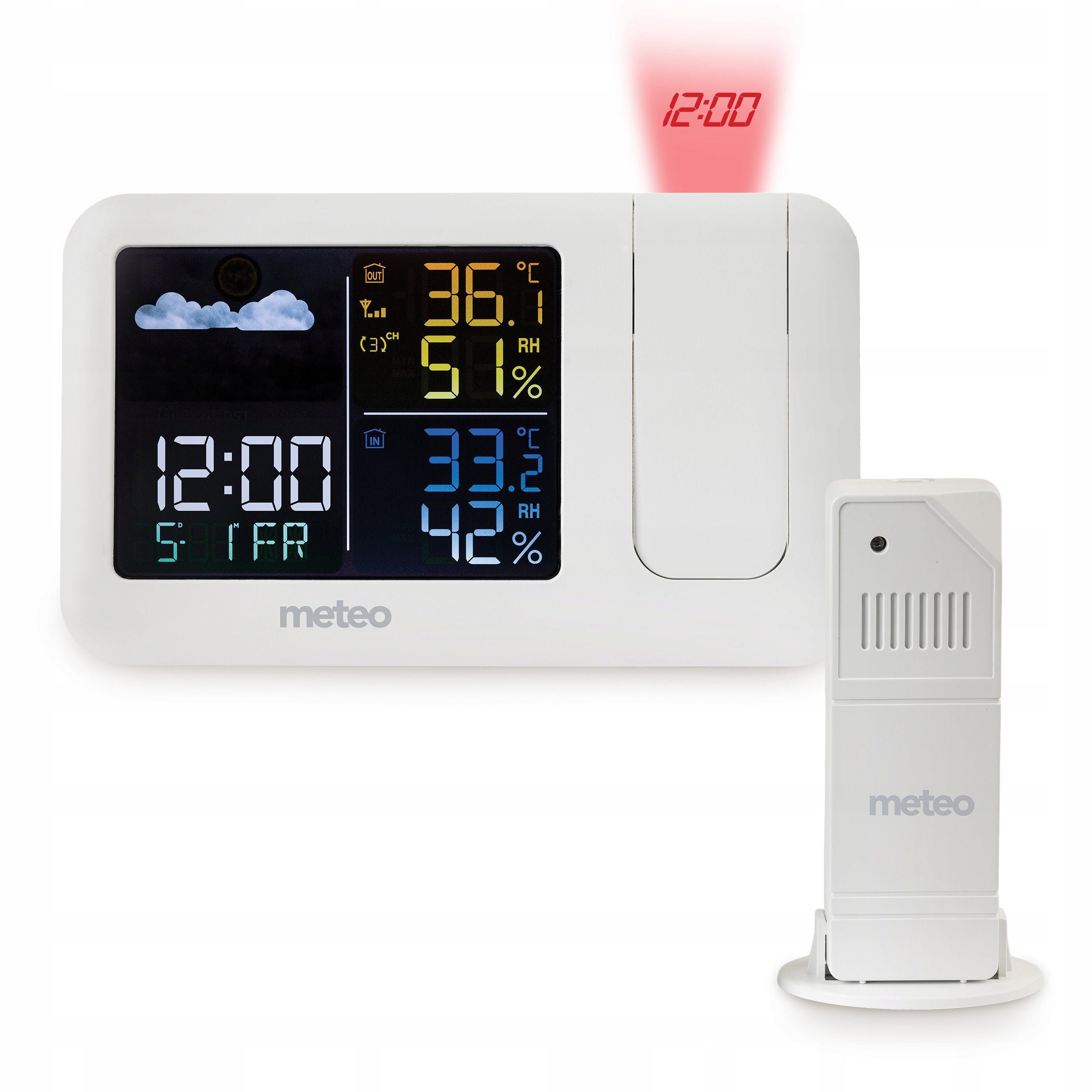 WEATHER STATION WITH DCF METEO SP208 WEATHER PROJECTOR LASER SENSOR CALL Packaging status original