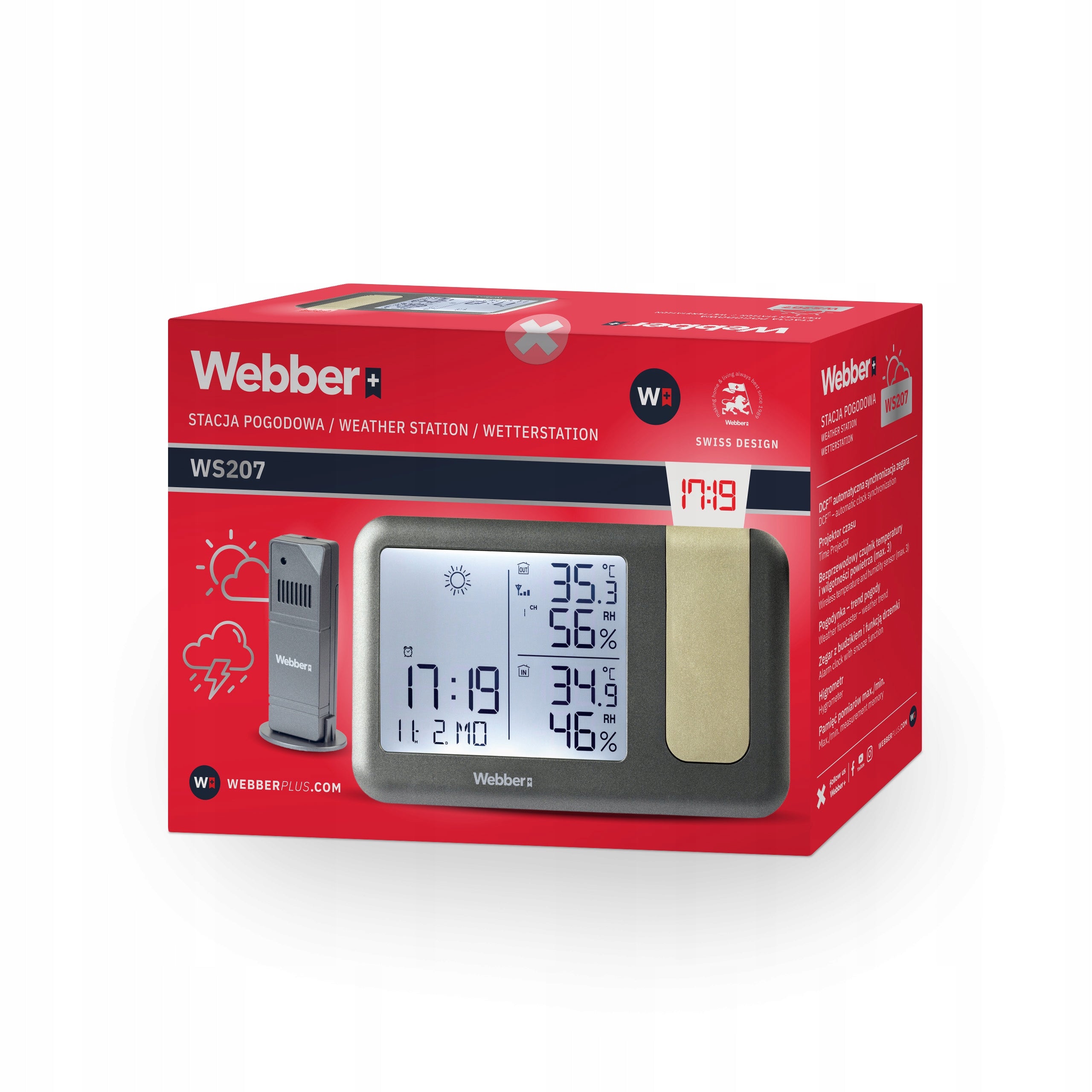 WEATHER STATION WITH DCF METEO WEBBER WS207 WEATHER LASER PROJECTOR Manufacturer code WS207