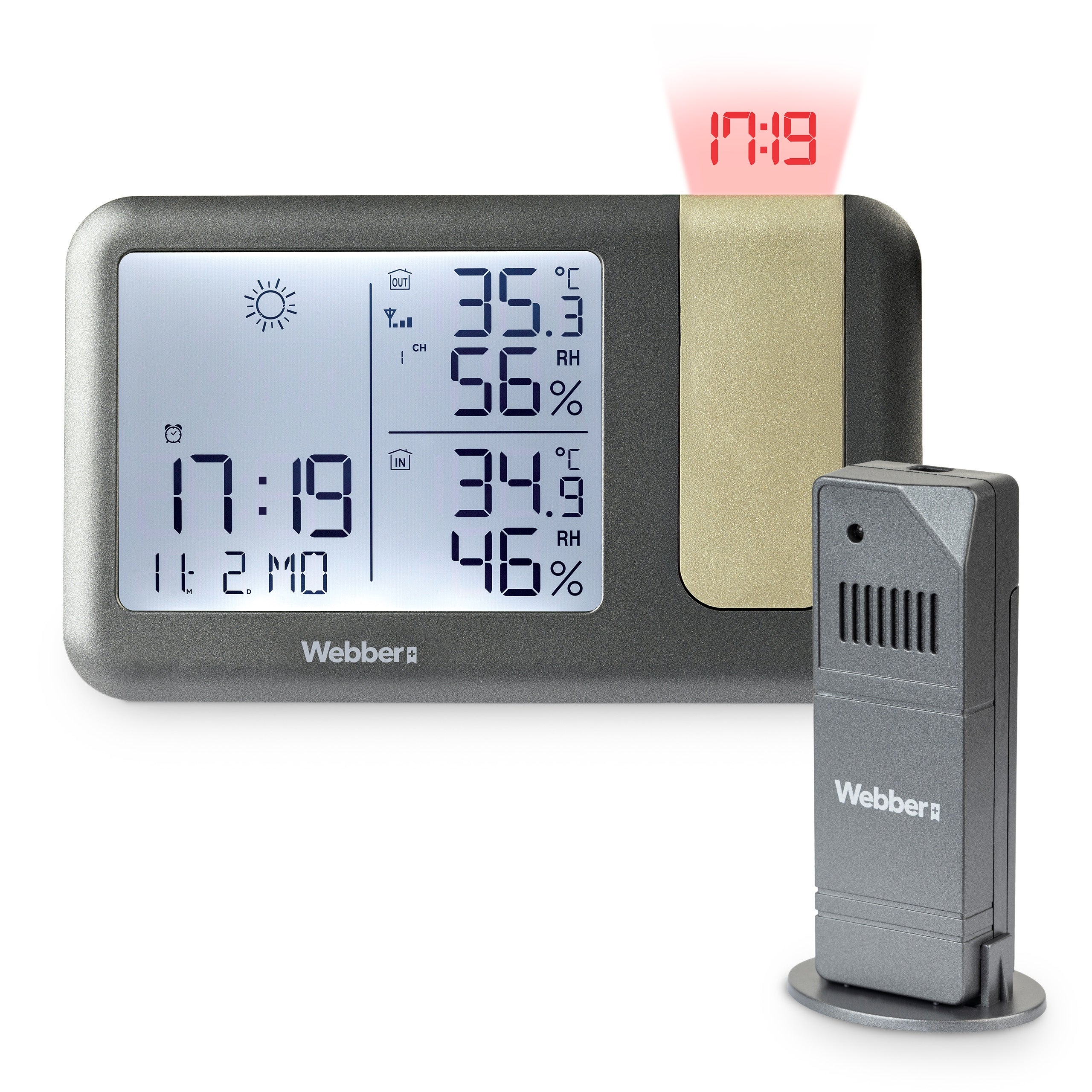 WEATHER STATION WITH DCF METEO WEBBER WS207 WEATHER LASER PROJECTOR Packaging status original