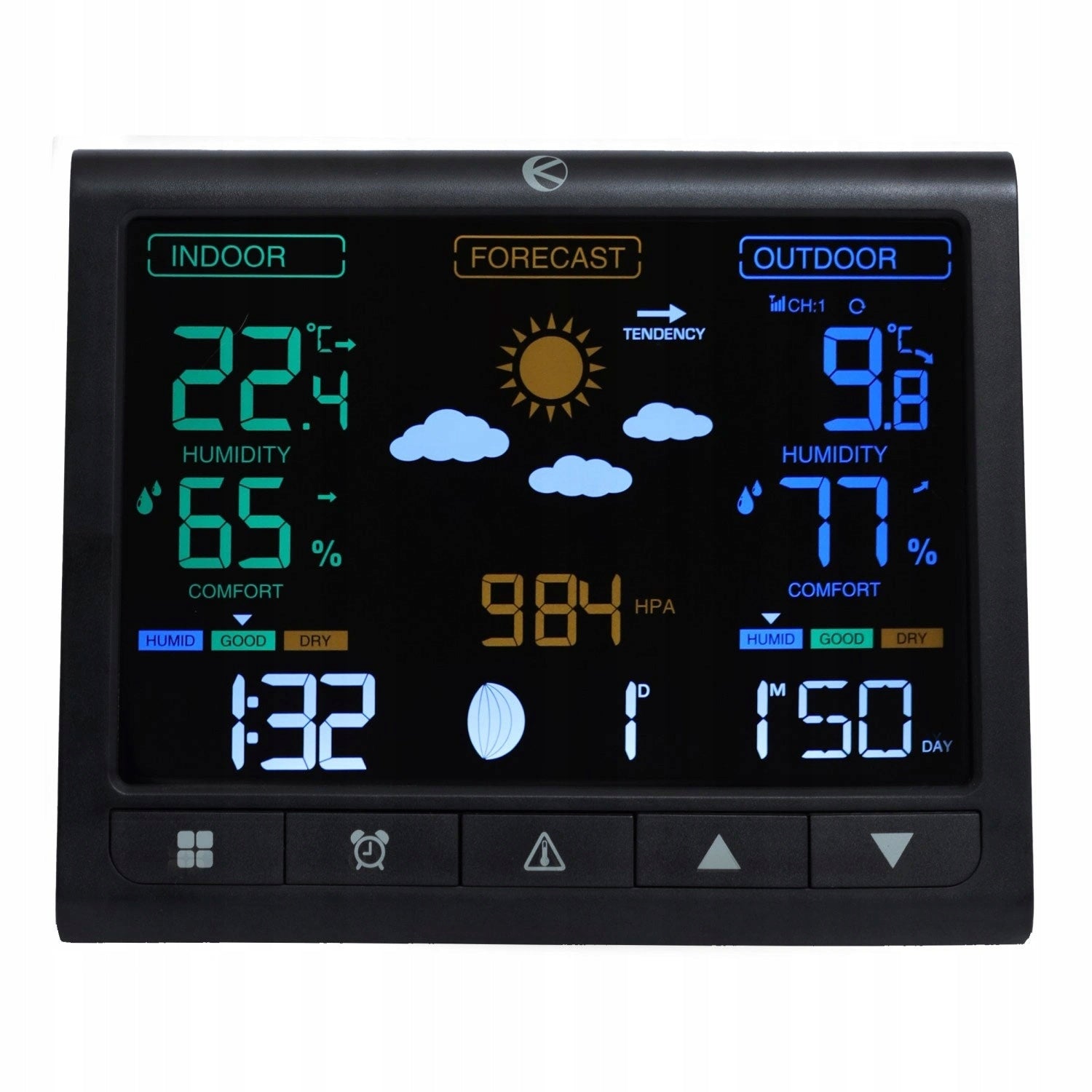 WEATHER STATION WITH EXTERNAL SENSOR WIRELESS BAROMETER CLOCK Batteries included no