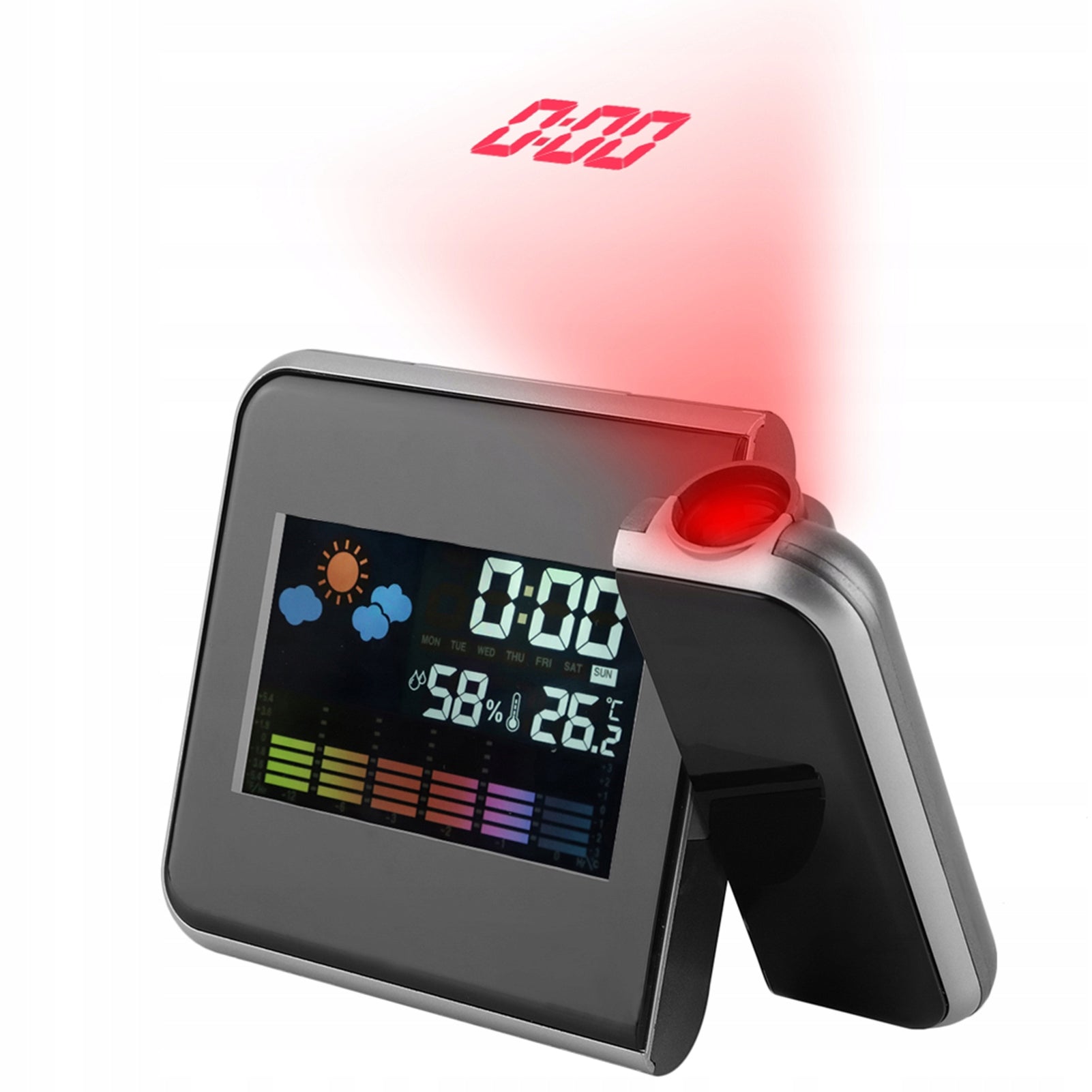 WEATHER STATION WITH PROJECTOR ROTATION TIME LCD ALARM CLOCK USB