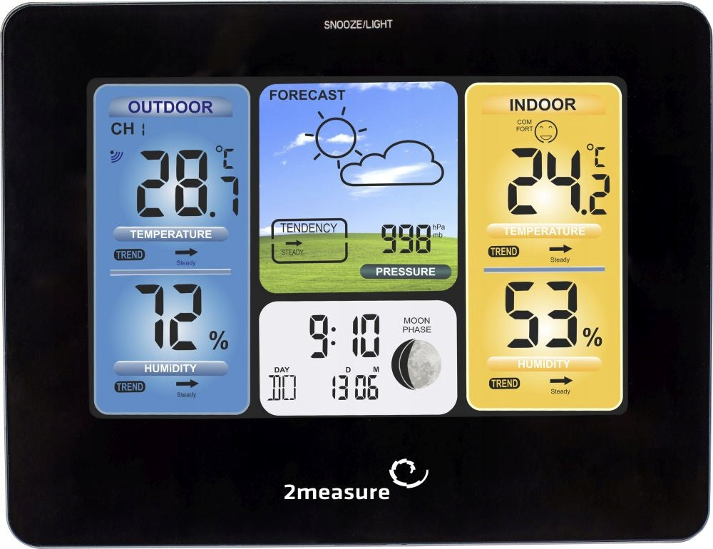 WEATHER STATION hygrometer barometer thermometer RCC clock power supply Weather Packaging status original