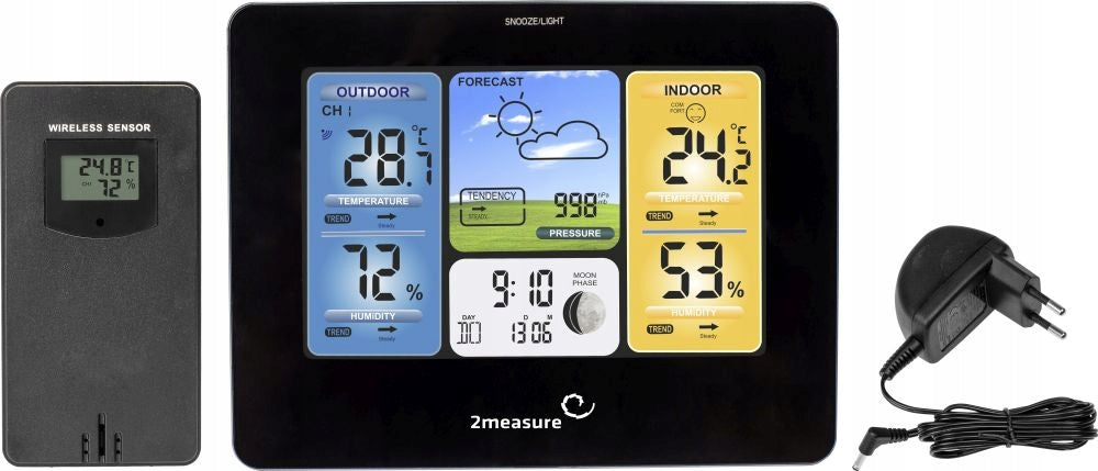 WEATHER STATION hygrometer barometer thermometer RCC clock power supply Weather