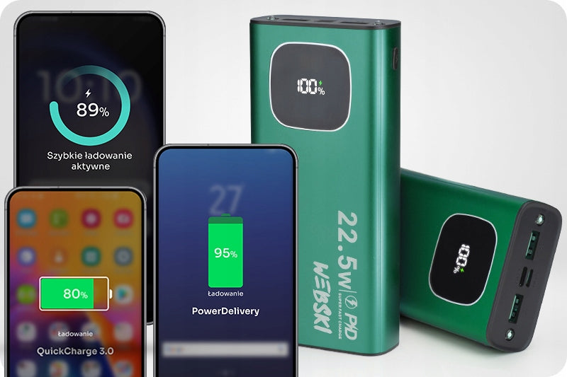 WEBSKI POWER BANK 30000MAH PowerDelivery 20W 3xUSB USB-C QC LCD DISPLAY Brand Webski