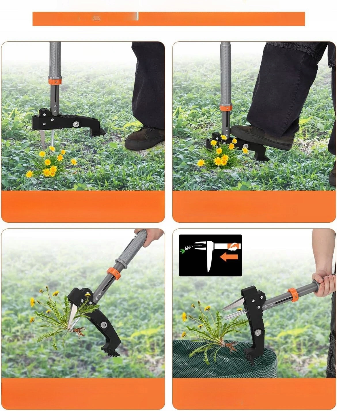 WEED PICKER TELESCOPIC RETRACTABLE 117cm GARDEN SET Handle material metal