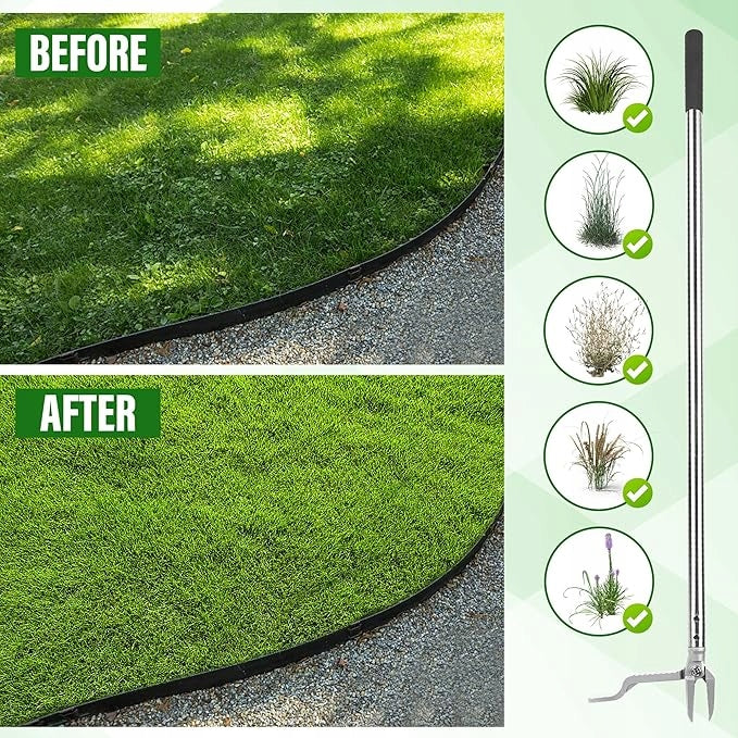 WEED PULLER TELESCOPIC ADJUSTABLE GARDEN CUTTER METAL STRONG Handle material metal