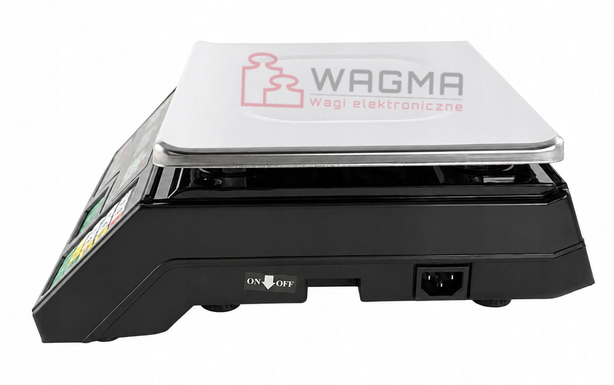 WEIGHT 40 kg / 5g ELECTRONIC SHOP STORAGE GASTRONOMIC BATTERY Additional information auto-off option tare function LCD display back light Polish subtitles built-in battery