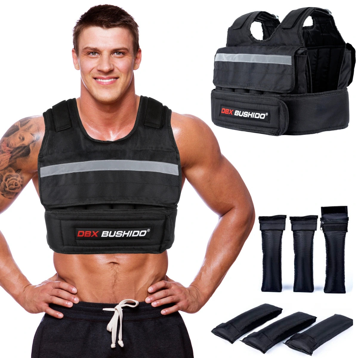 WEIGHT-ADJUSTABLE WEIGHT TRAINING VEST 12 INSERTS EMPTY Color black