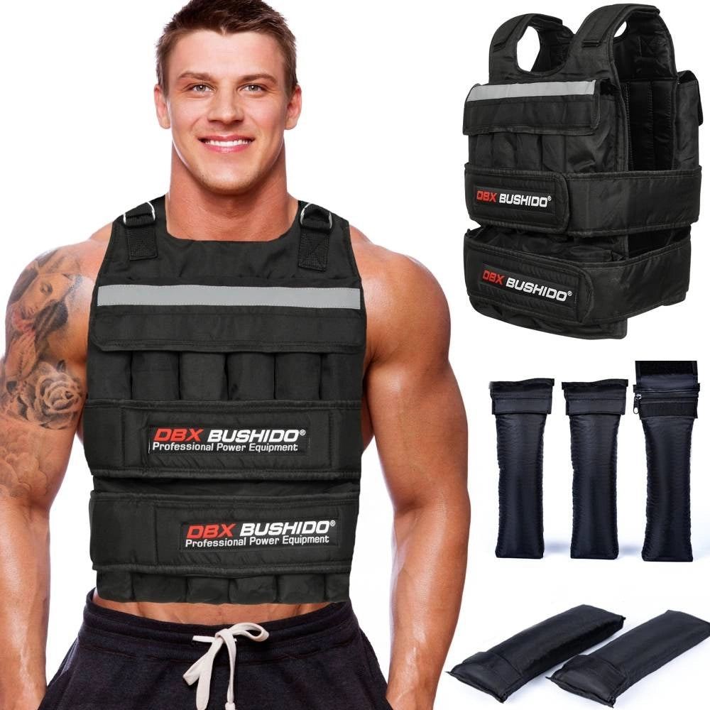 WEIGHT-ADJUSTABLE WEIGHT TRAINING VEST 24 INSERTS UP TO 50KG EMPTY Color black