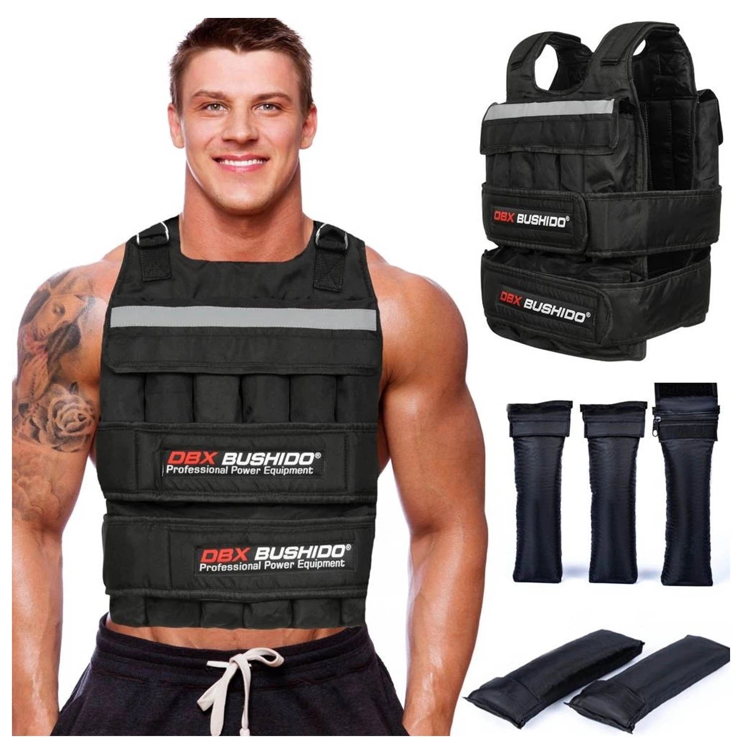 WEIGHT-ADJUSTABLE WEIGHT TRAINING VEST 24 INSERTS UP TO 50KG EMPTY