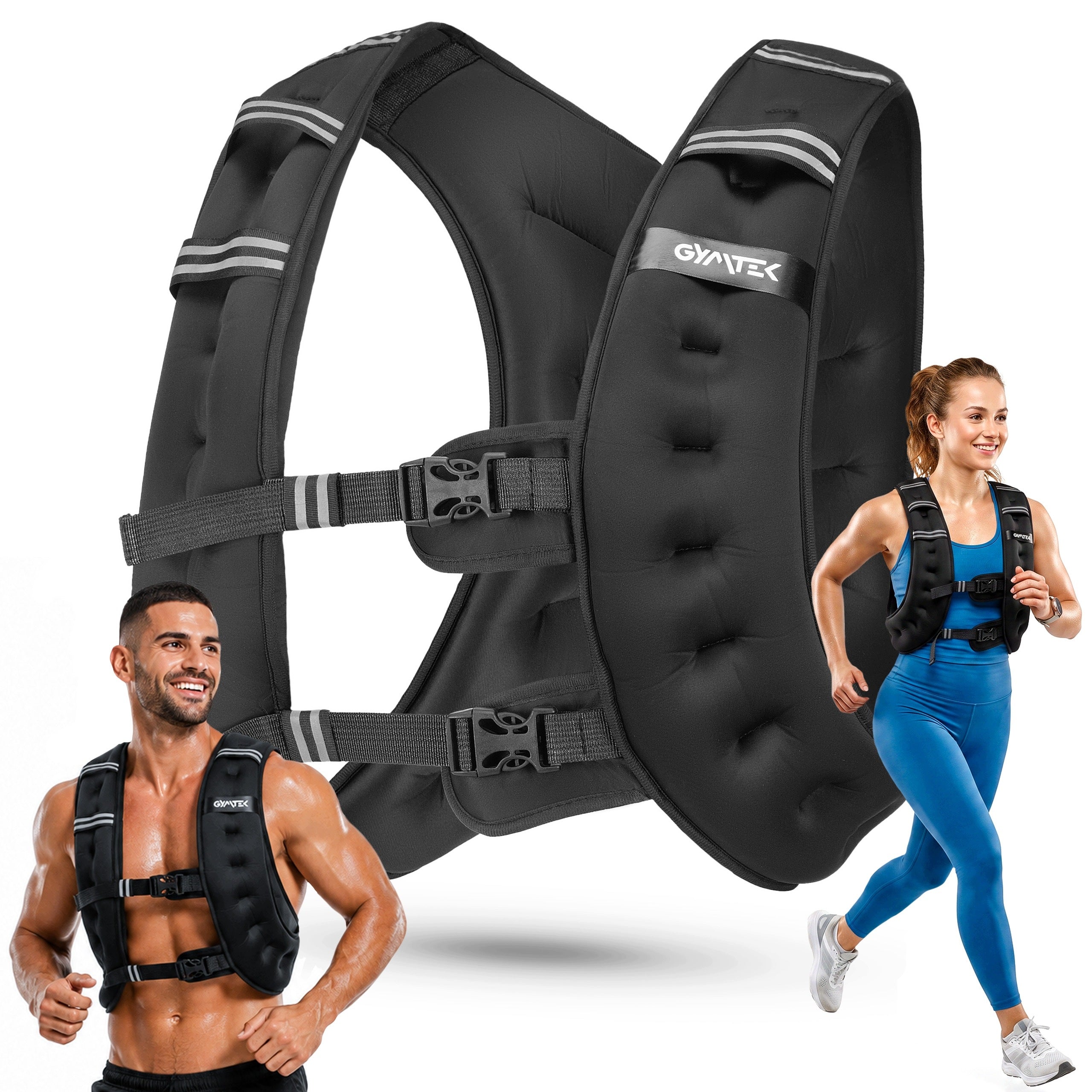 WEIGHTED VEST 8KG TRAINING ADJUSTABLE COMFORTABLE CLASP GYMTEK