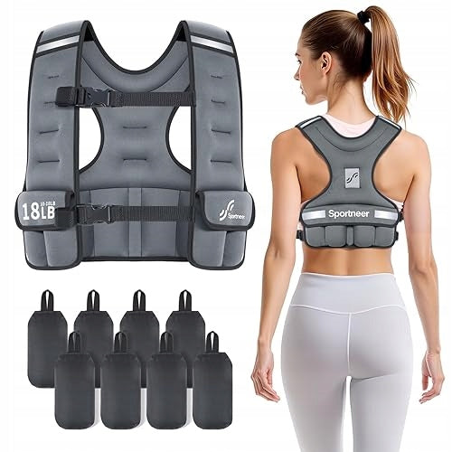 WEIGHTED VEST ADJUSTABLE FOR WOMEN FOR RUNNING 8 16 KG GREY