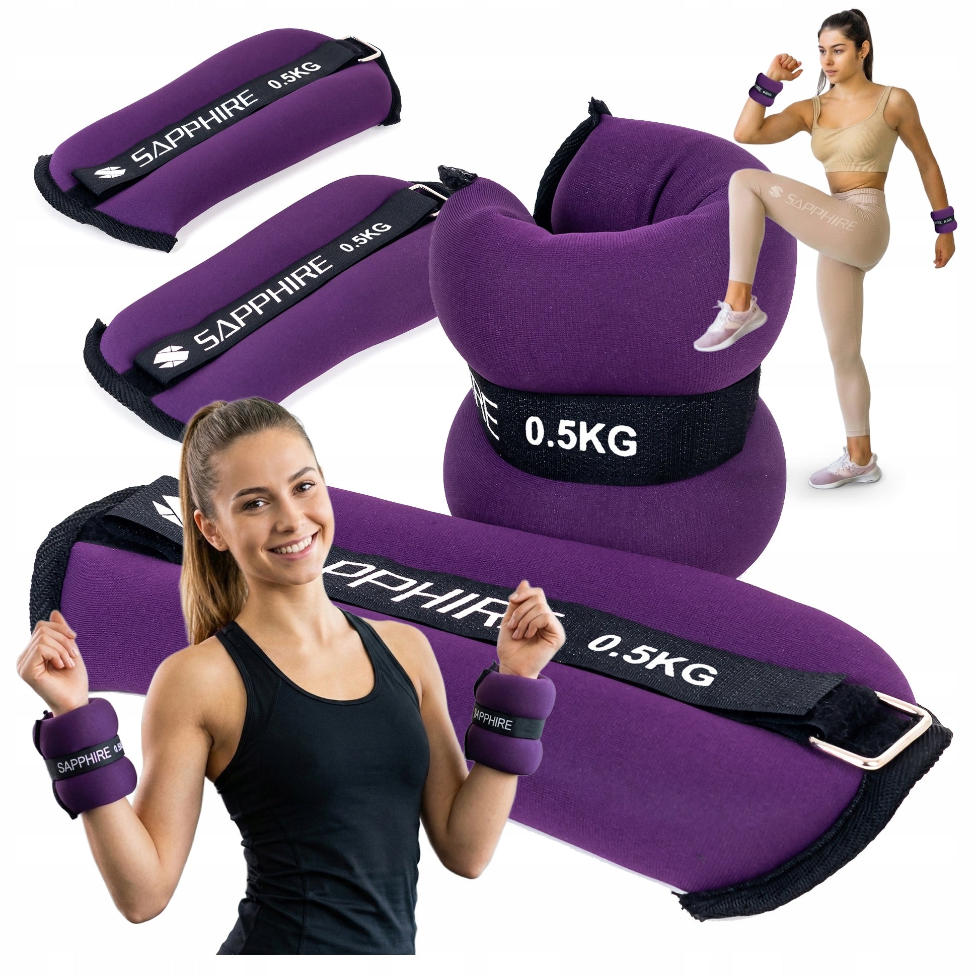 WEIGHTS FOR ARMS AND LEGS 2x0,5kg set WEIGHT FOR ankles wrists VELCRO