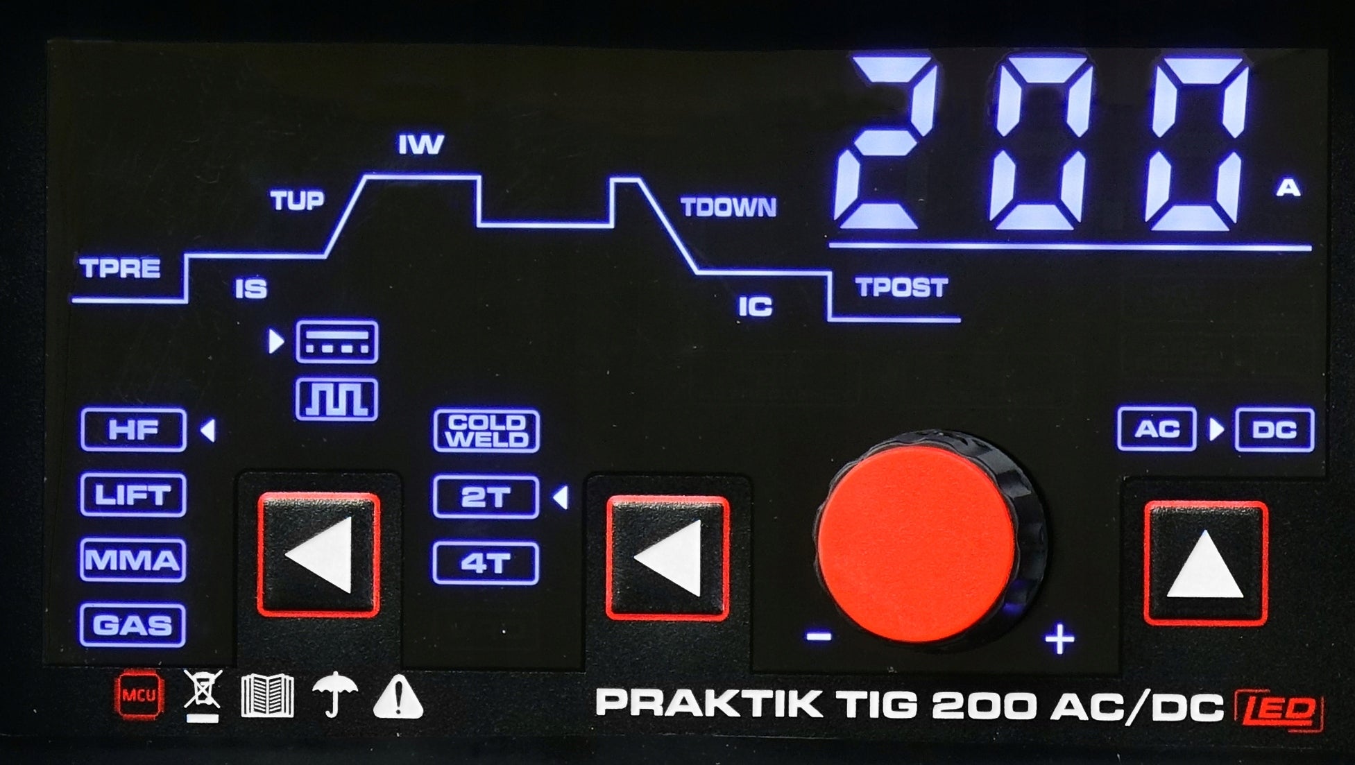 WELDING MACHINE IDEAL PRAKTIK TIG 200 AC/DC LED 230V 200A PULSE MMA HF LIFT 2T/4T Manufacturer code PRAKTIK TIG 200 AC DC LED