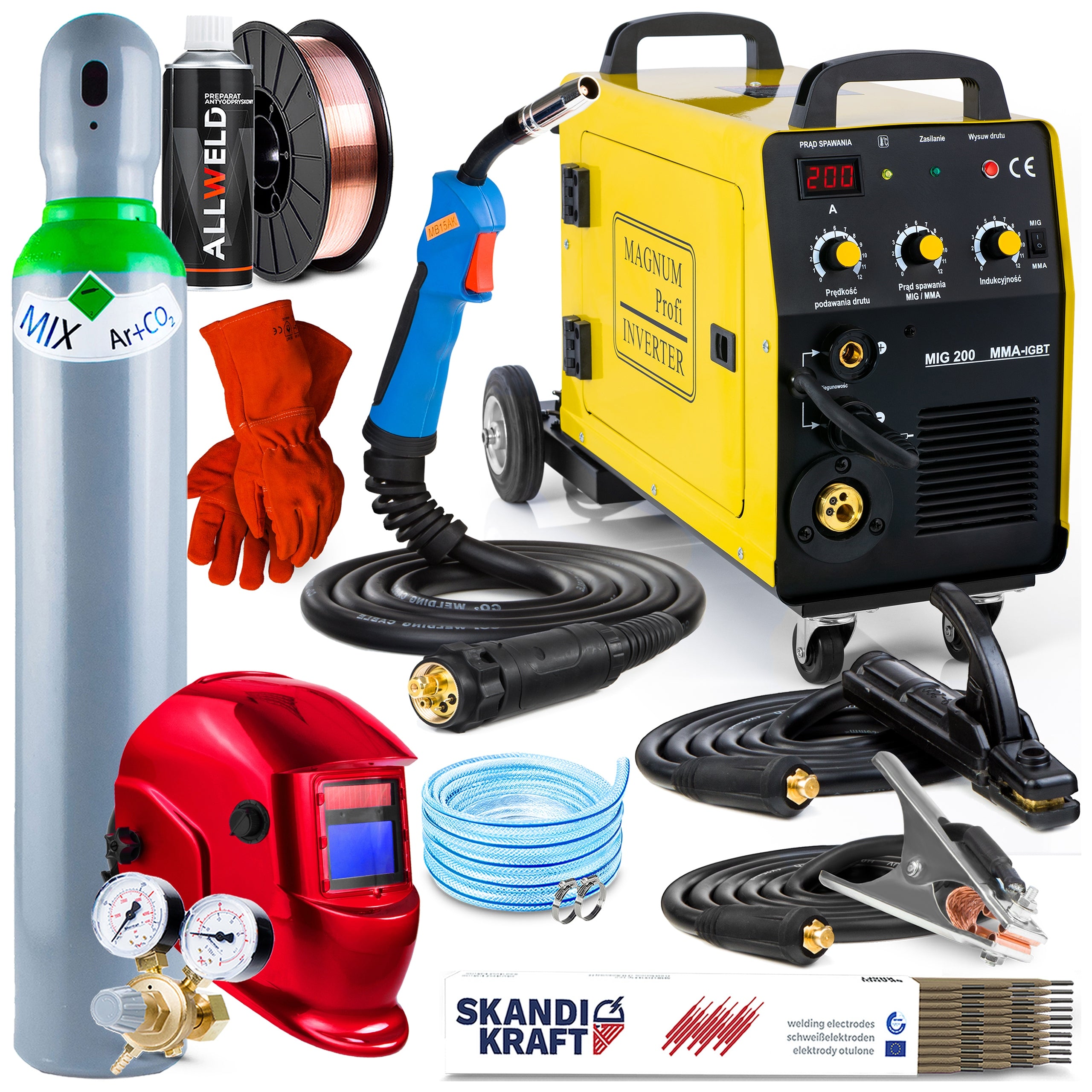 WELDING MACHINE MIGOMAT MAGNUM MIG 200 MMA KN IGBT 230V 200A SOLDERING SET