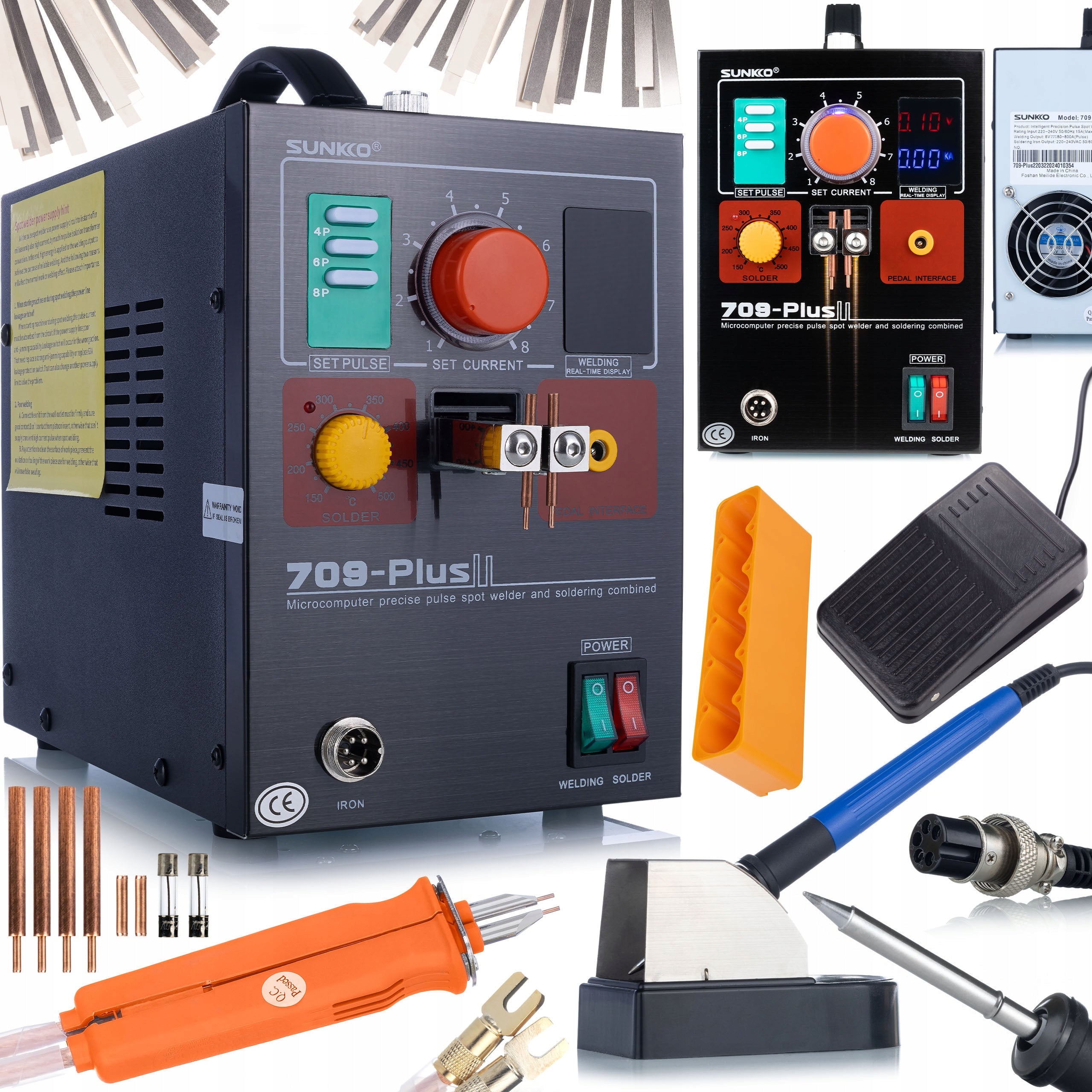 WELDING MACHINE PULSE SPOT WELDING MACHINE CELLS SOLDERING IRON T12 SUNKKO 709 PLUS