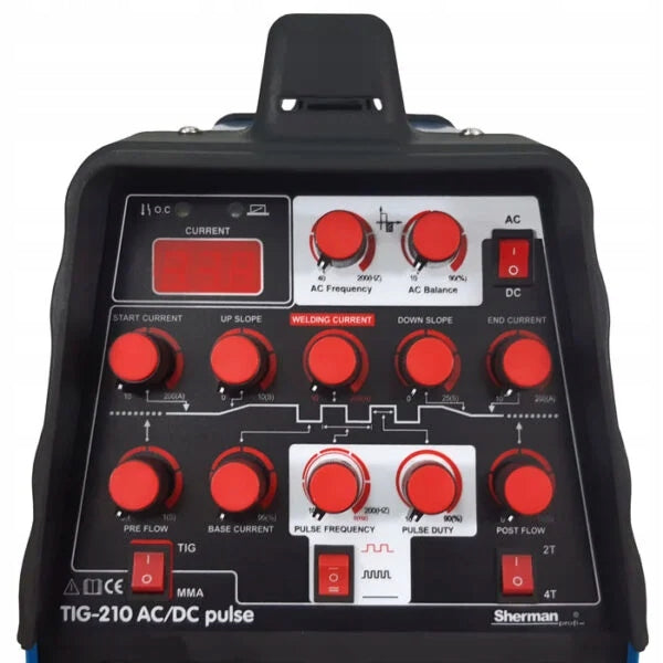 WELDING MACHINE SHERMAN TIG 210 AC/DC PULSE 200A MMA ALUMINIUM Duty cycle time 60%