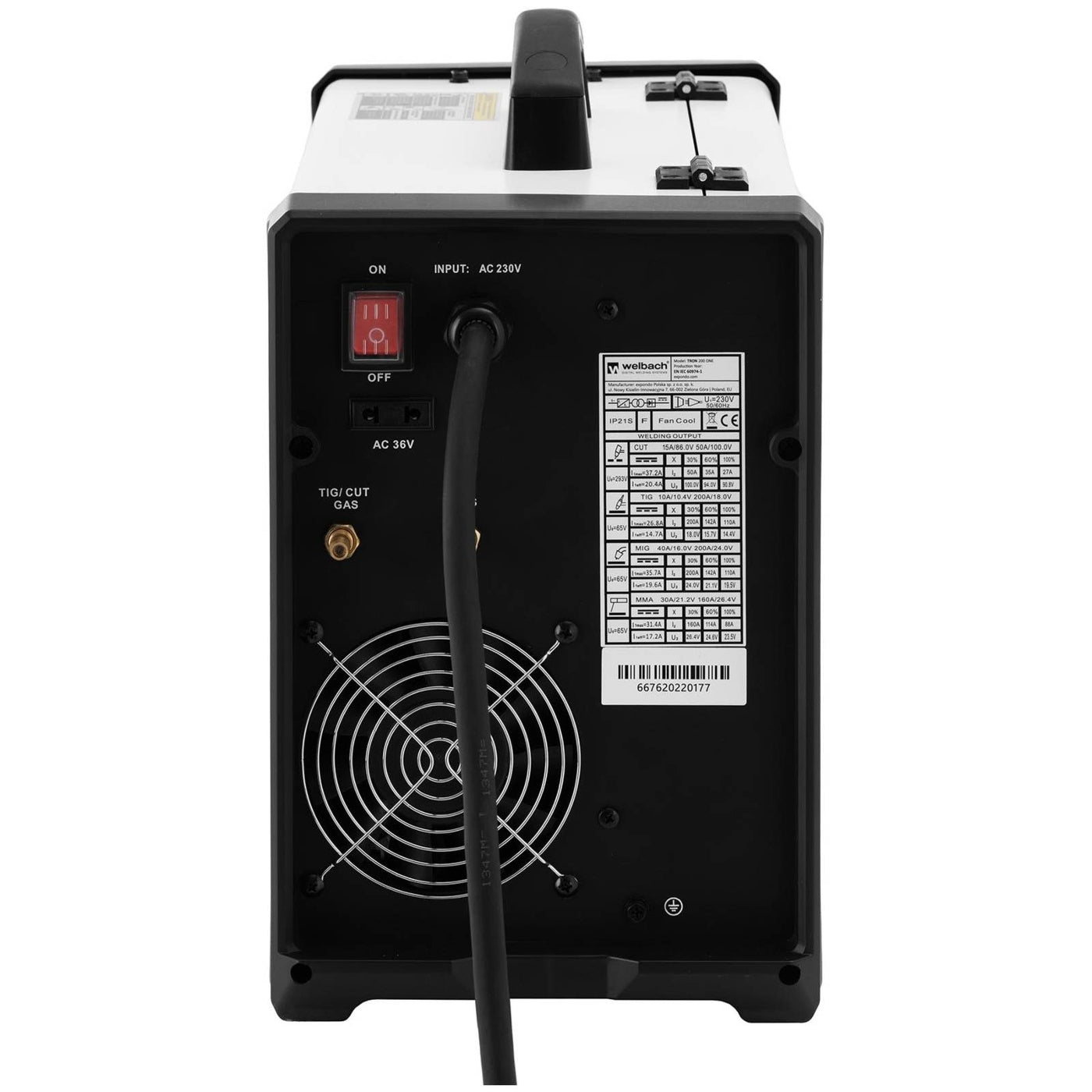 WELDING MACHINE TIG MIG/MAG MMA 200A PLASMA CUTTER Manufacturer code 10021430