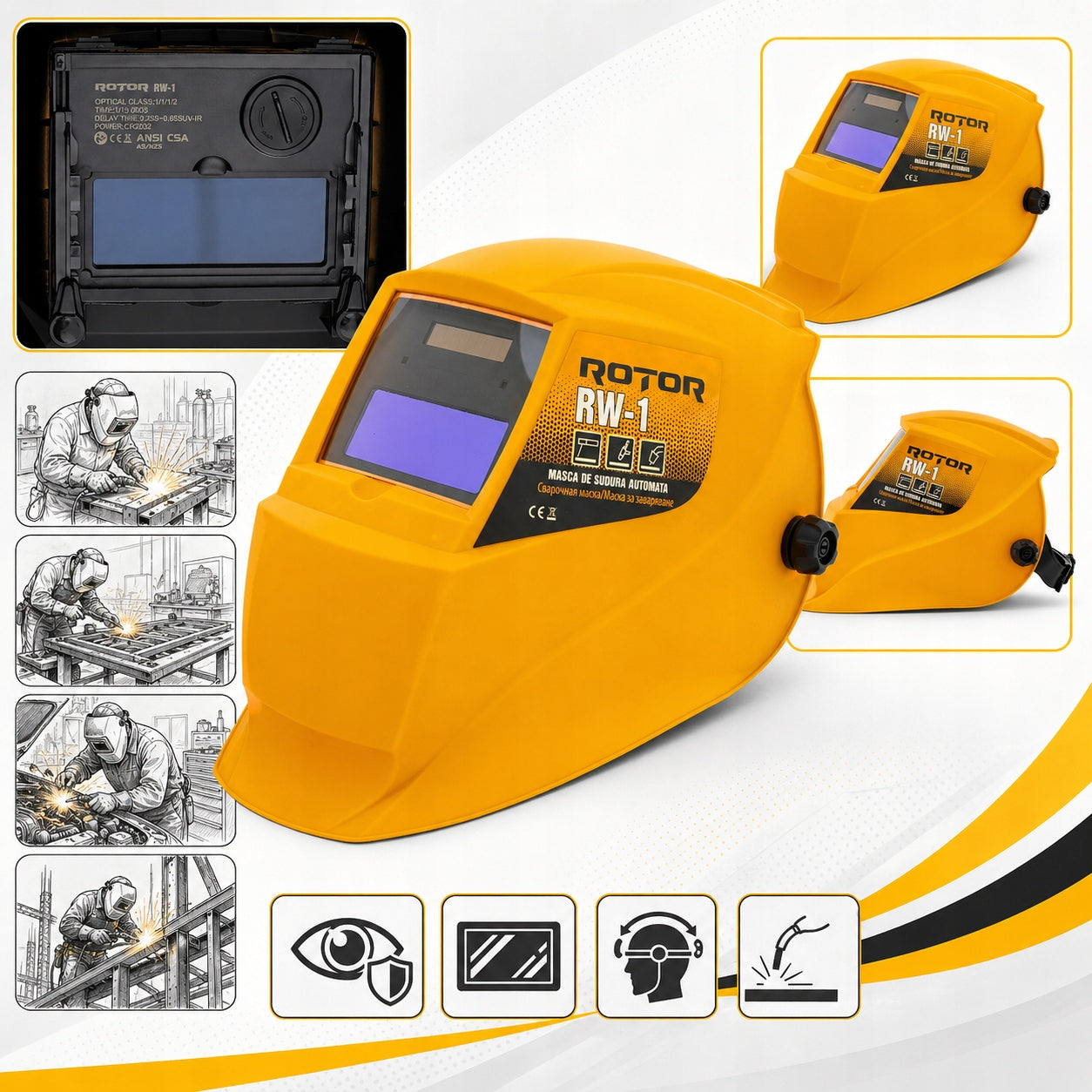 WELDING MASK AUTOMATIC ROTOR RW-1 SELF-TINTING VISOR Medical device no