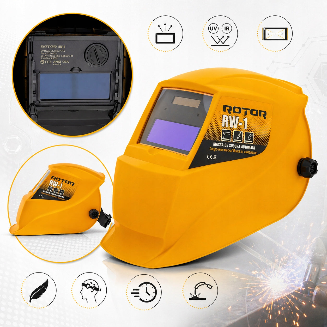 WELDING MASK AUTOMATIC ROTOR RW-1 SELF-TINTING VISOR Packaging status original
