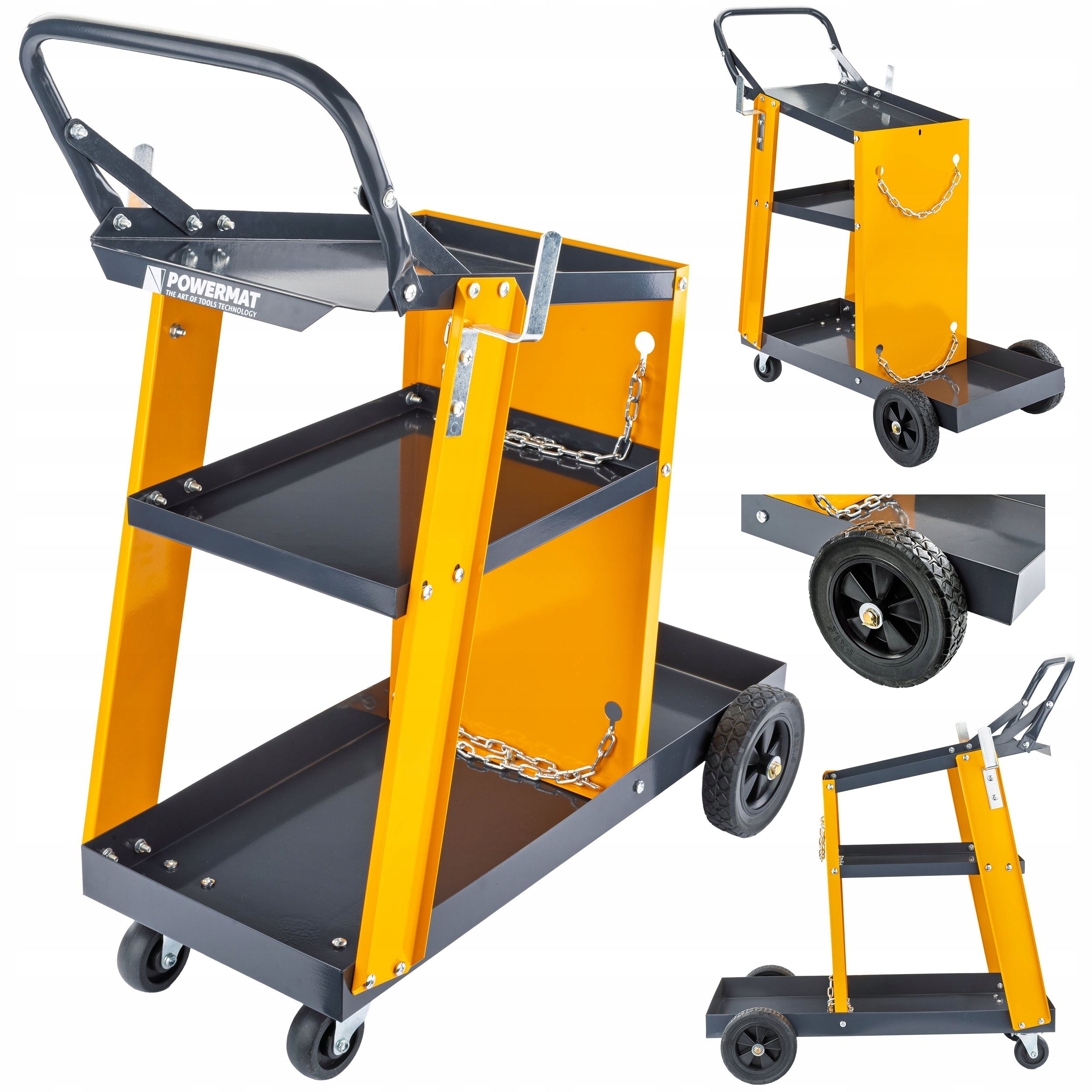 WELDING TROLLEY FOR WELDING MACHINES WITH SHELVES STABLE MOBILE CYLINDER SHELF