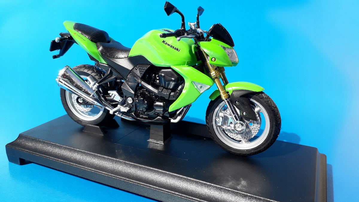 WELLAS Kawasaki Z 1000 2007 Green Coffee Metal Model WELLY 1:18 Brand Welly