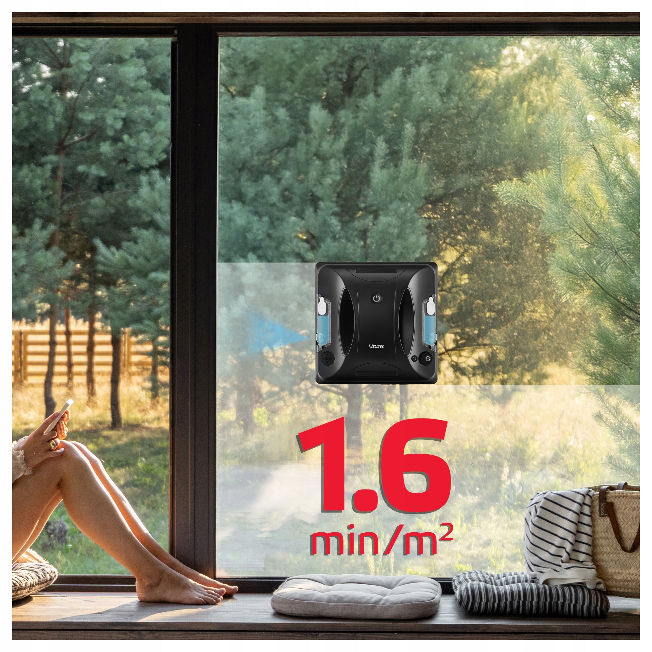 WELLTEC RX3 PRO - WINDOW CLEANING ROBOT | 4000Pa | WiFi | REMOTE CONTROL + ACCESSORIES Packaging status original