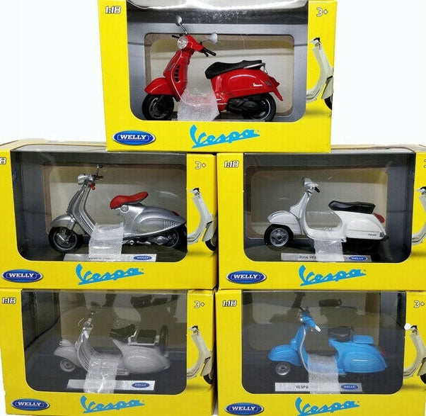 WELLY Scooter Vespa 150 cc Blue Metal Model Piaggio Bike WELLY 1:18 Brand Welly